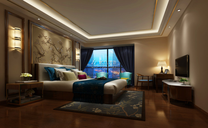 维港半岛180平方米中式风格平层户型卧室装修效果图