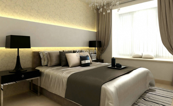 白马山庄89平方米现代简约风格平层户型卧室装修效果图