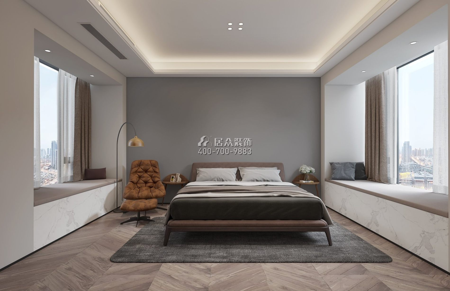 天鵝堡120平方米現代簡約風格平層戶型臥室裝修效果圖