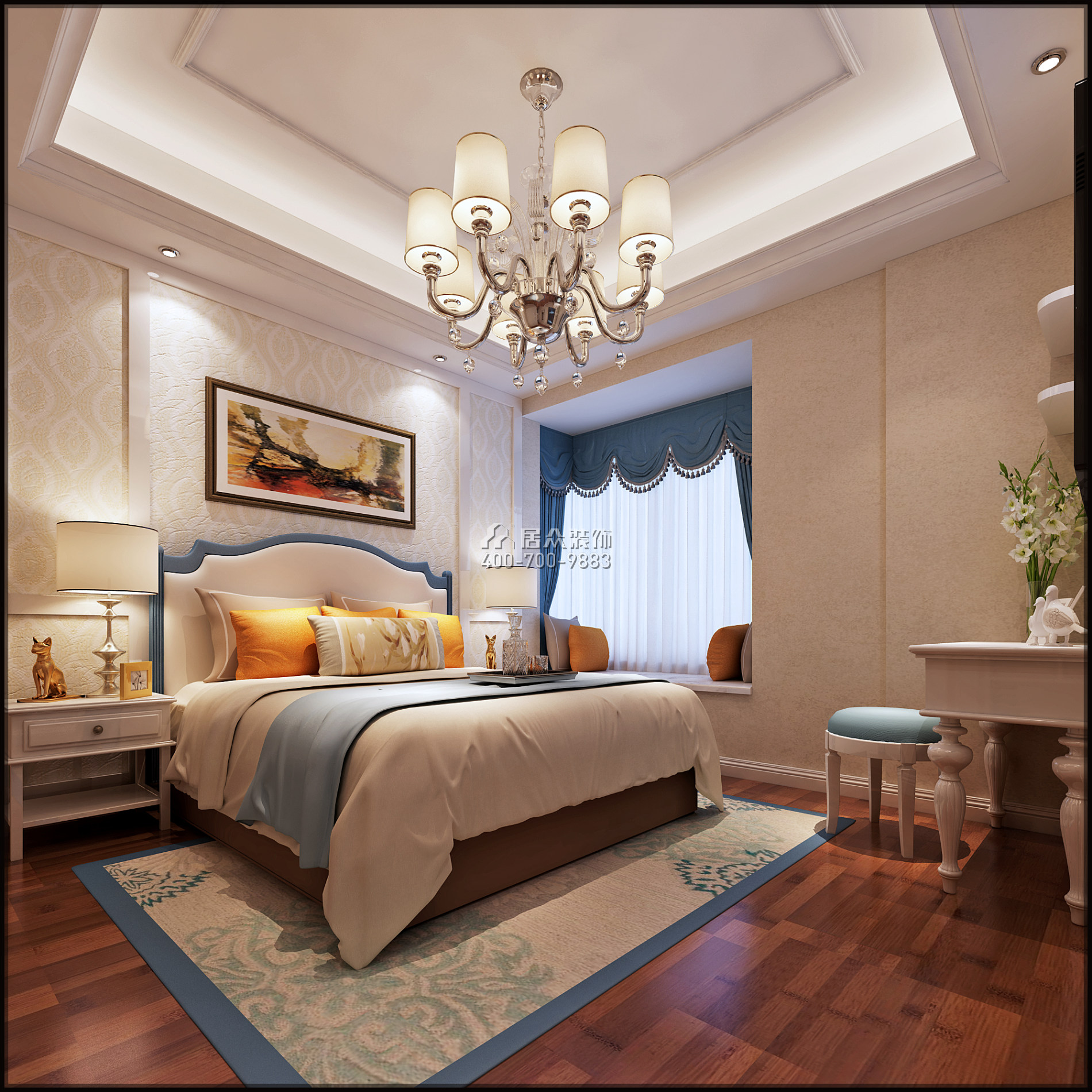 美的君蘭江山140平方米歐式風格平層戶型臥室裝修效果圖