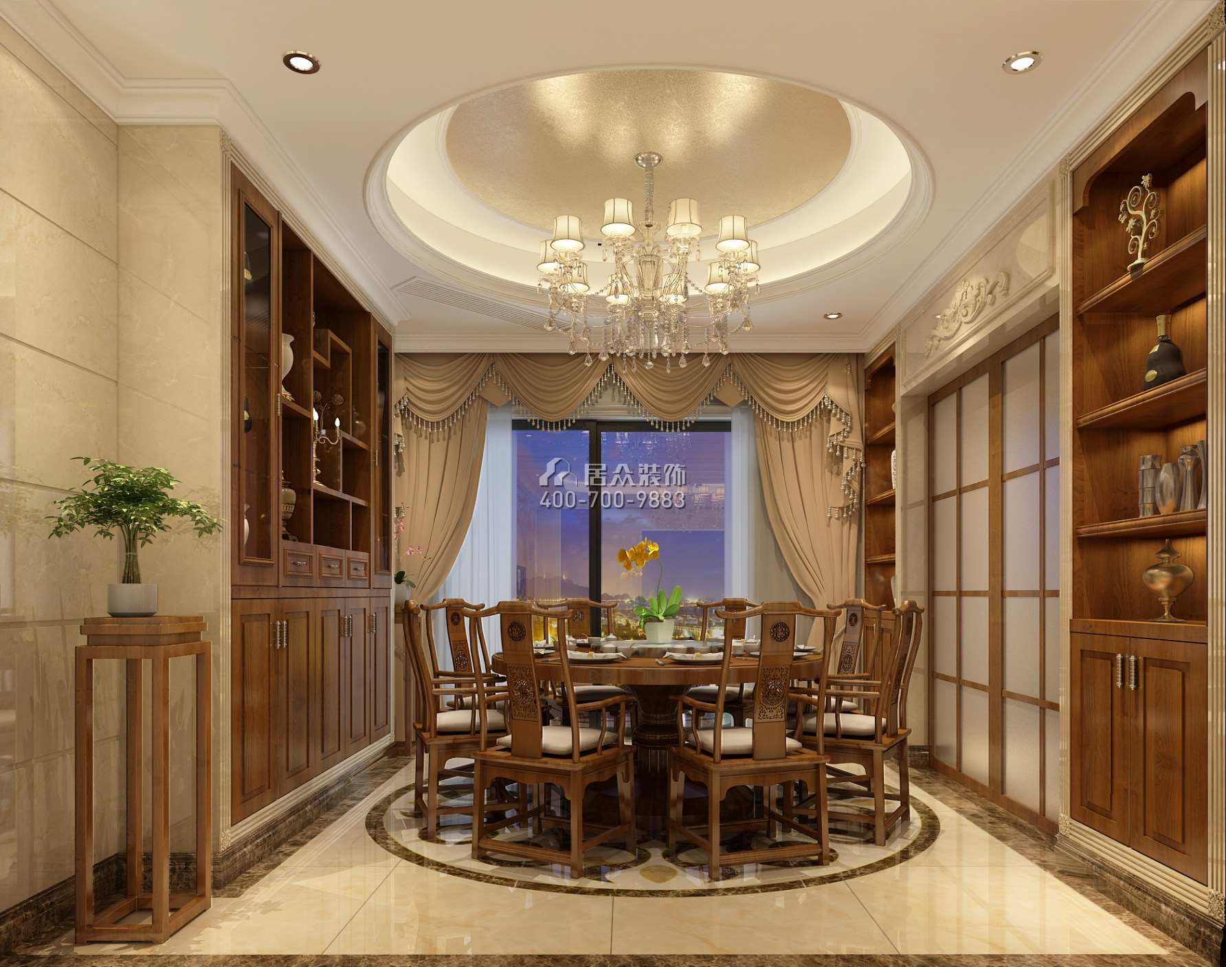 懿峰雅居244平方米歐式風格平層戶型餐廳裝修效果圖