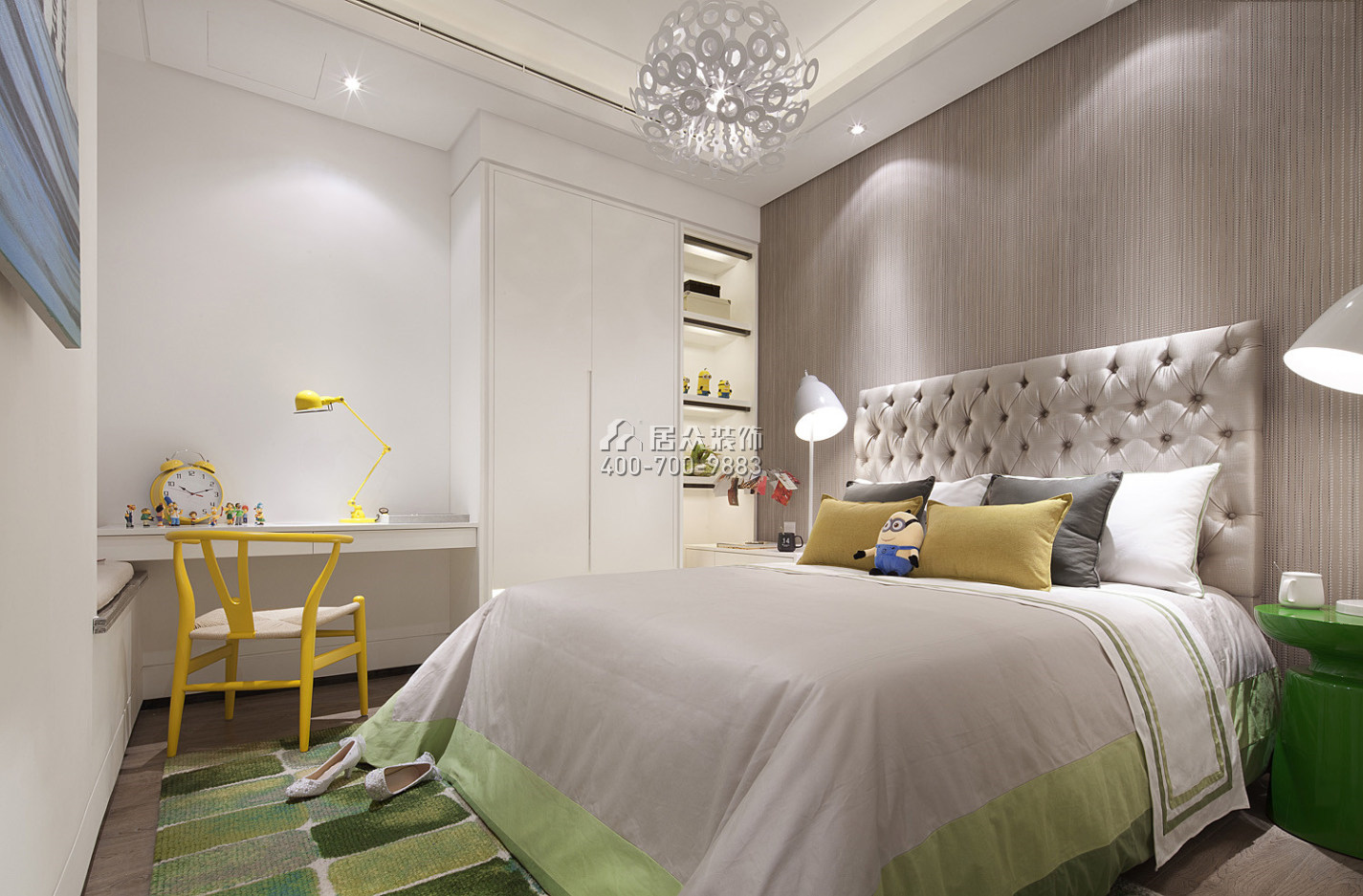 领航城领秀花园76平方米现代简约风格平层户型卧室装修效果图