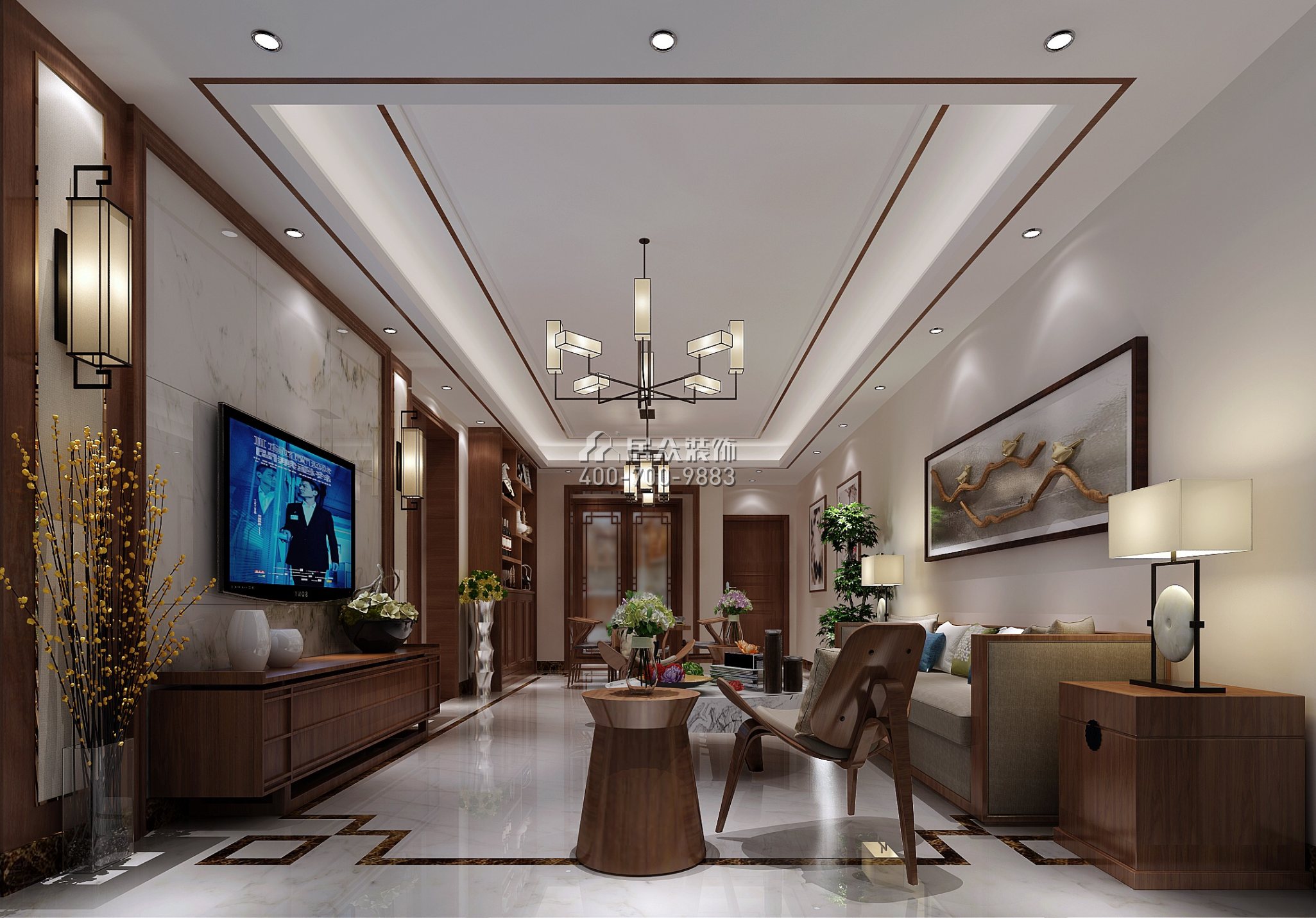 嘉都匯120平方米新古典風格平層戶型客廳裝修效果圖