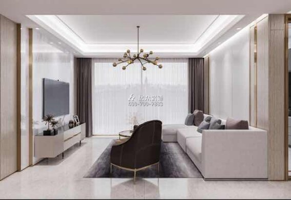 京基·御景峯155平方米现代简约风格平层户型客厅装修效果图