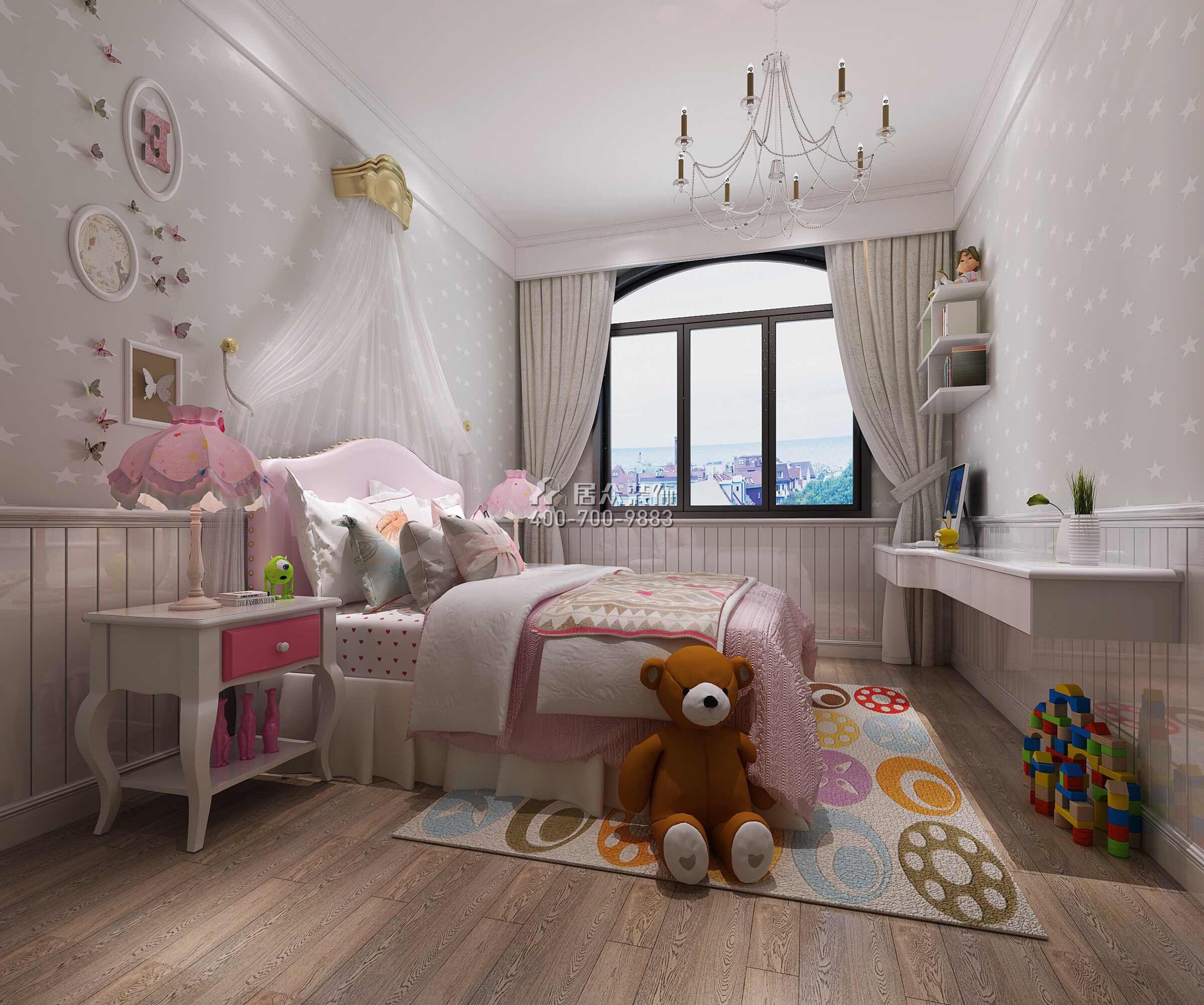 龍光水悅龍灣500平方米現代簡約風格別墅戶型兒童房裝修效果圖