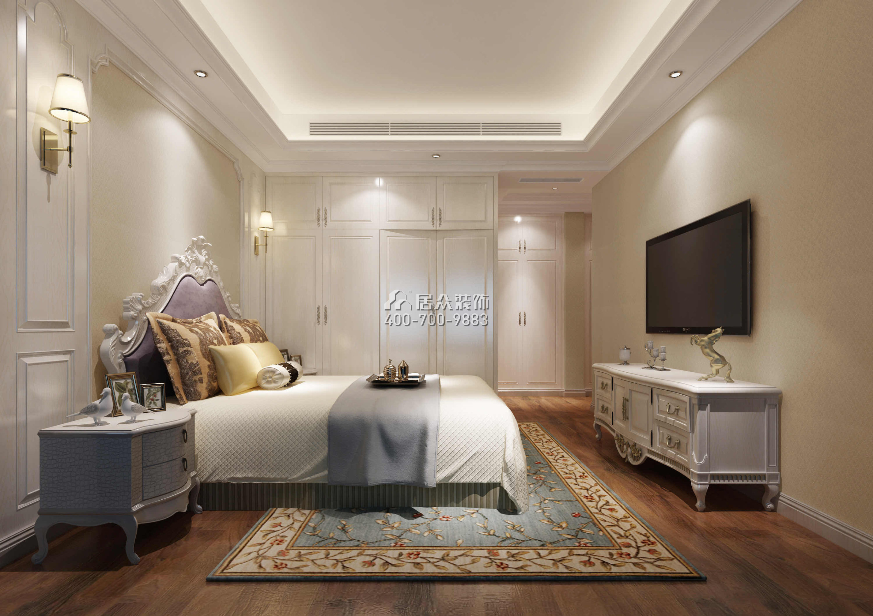 勤诚达132平方米欧式风格平层户型卧室装修效果图