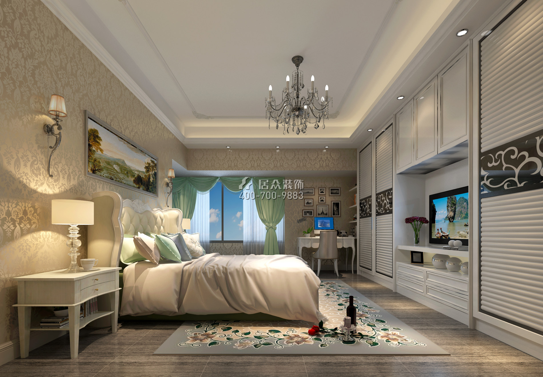 东圣维拉160平方米欧式风格平层户型卧室装修效果图