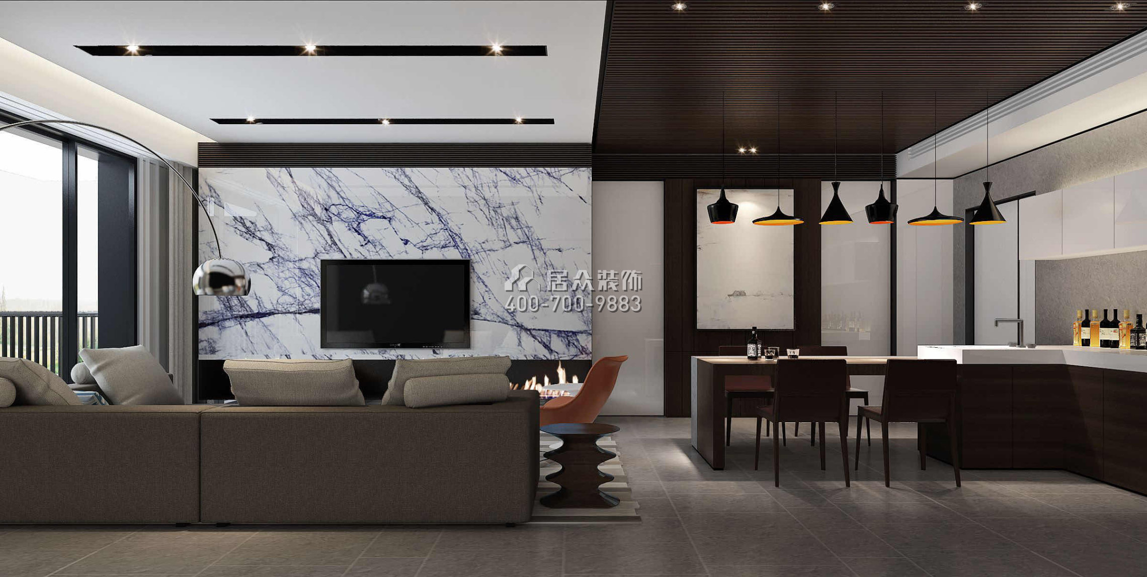 香山美墅三期150平方米現代簡約風格平層戶型客廳裝修效果圖