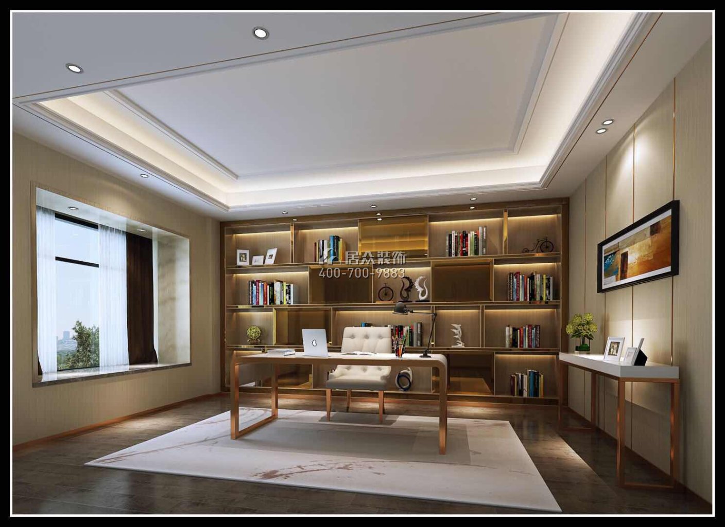 海御豪庭御峰322平方米現代簡約風格別墅戶型書房裝修效果圖