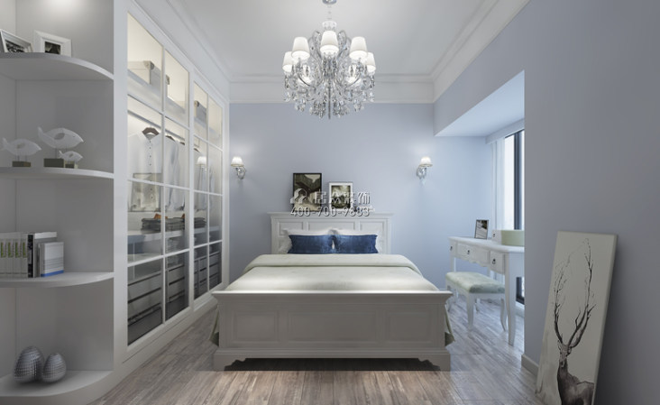 山语海88平方米美式风格平层户型卧室装修效果图