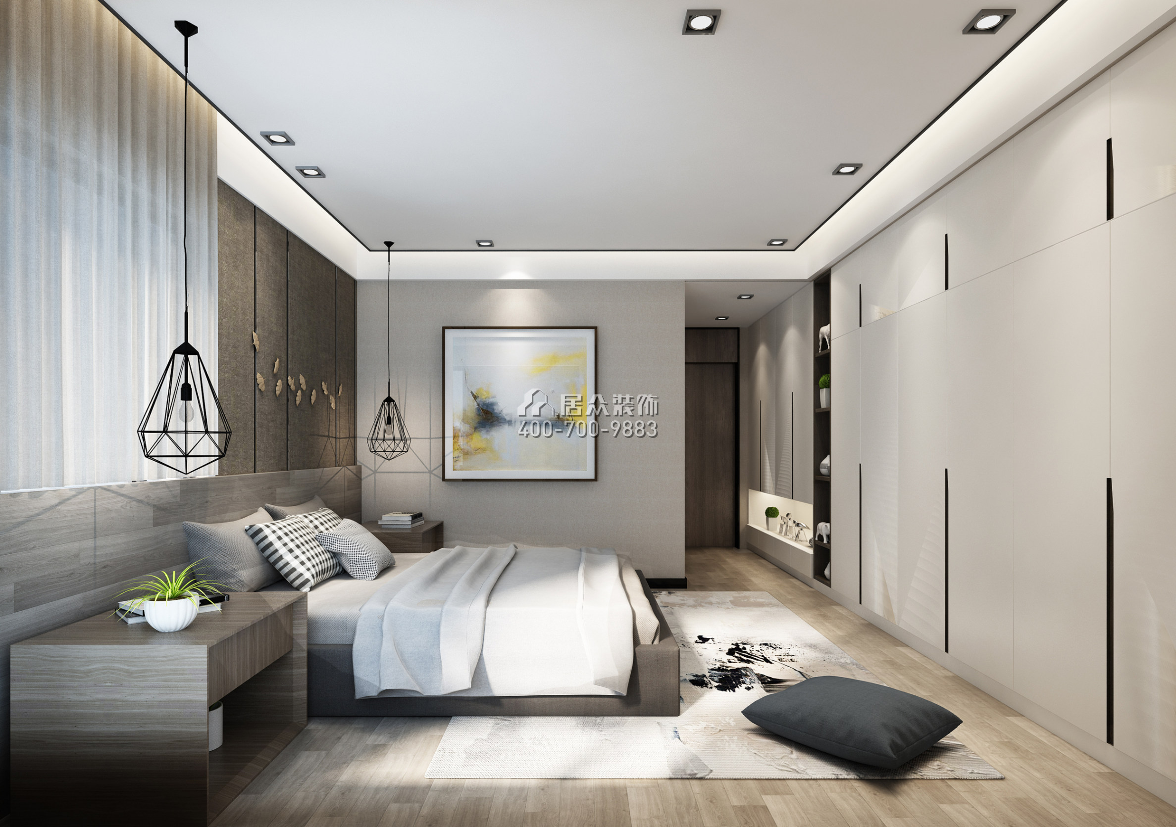 圣莫丽斯181平方米现代简约风格平层户型卧室装修效果图