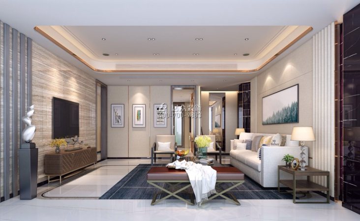 中信紅樹灣花城253平方米現代簡約風格平層戶型客廳裝修效果圖