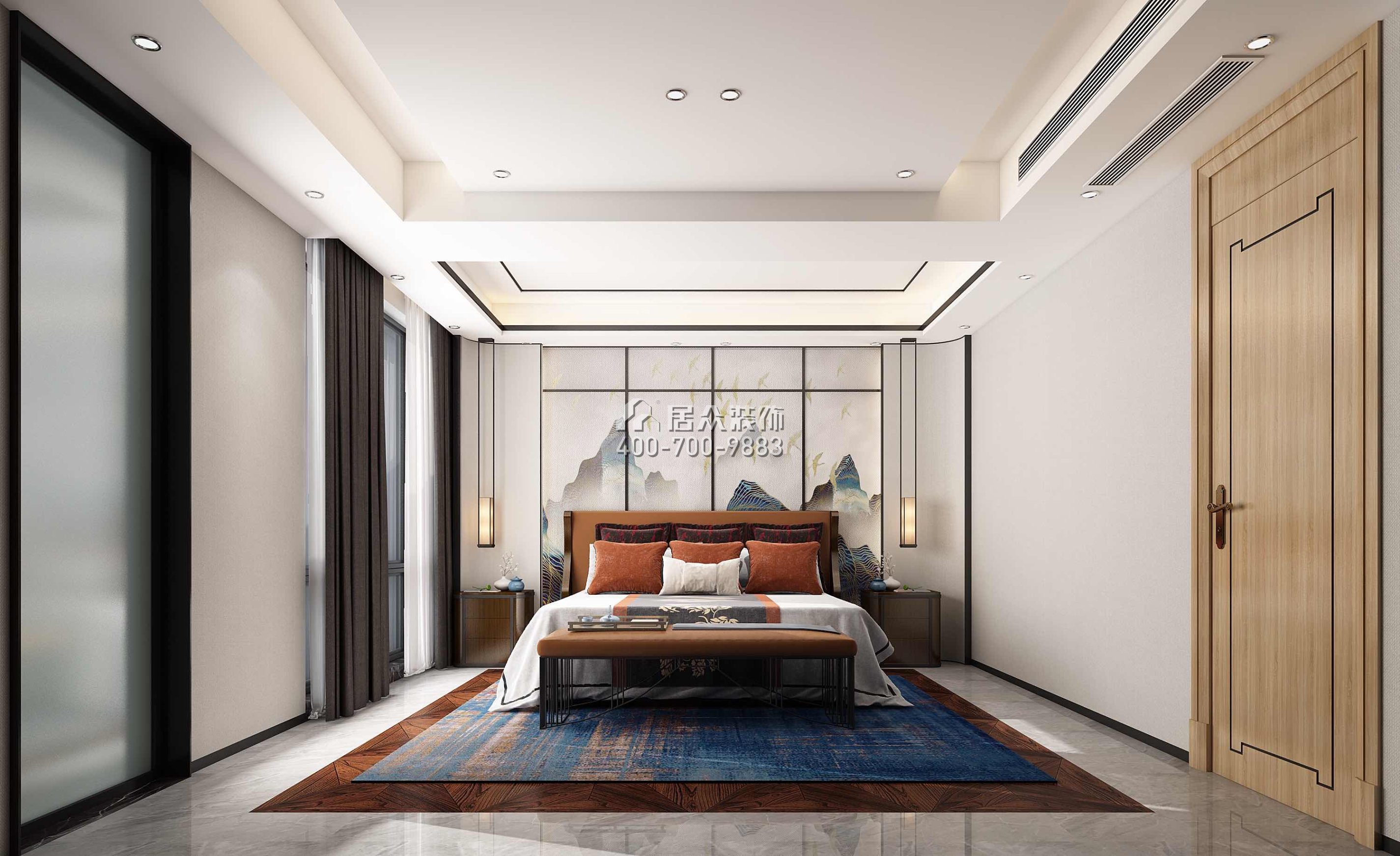 星河丹堤1150平方米中式风格别墅户型卧室装修效果图