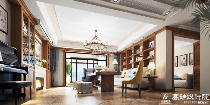 振业城170平方米美式风格平层户型客厅装修效果图