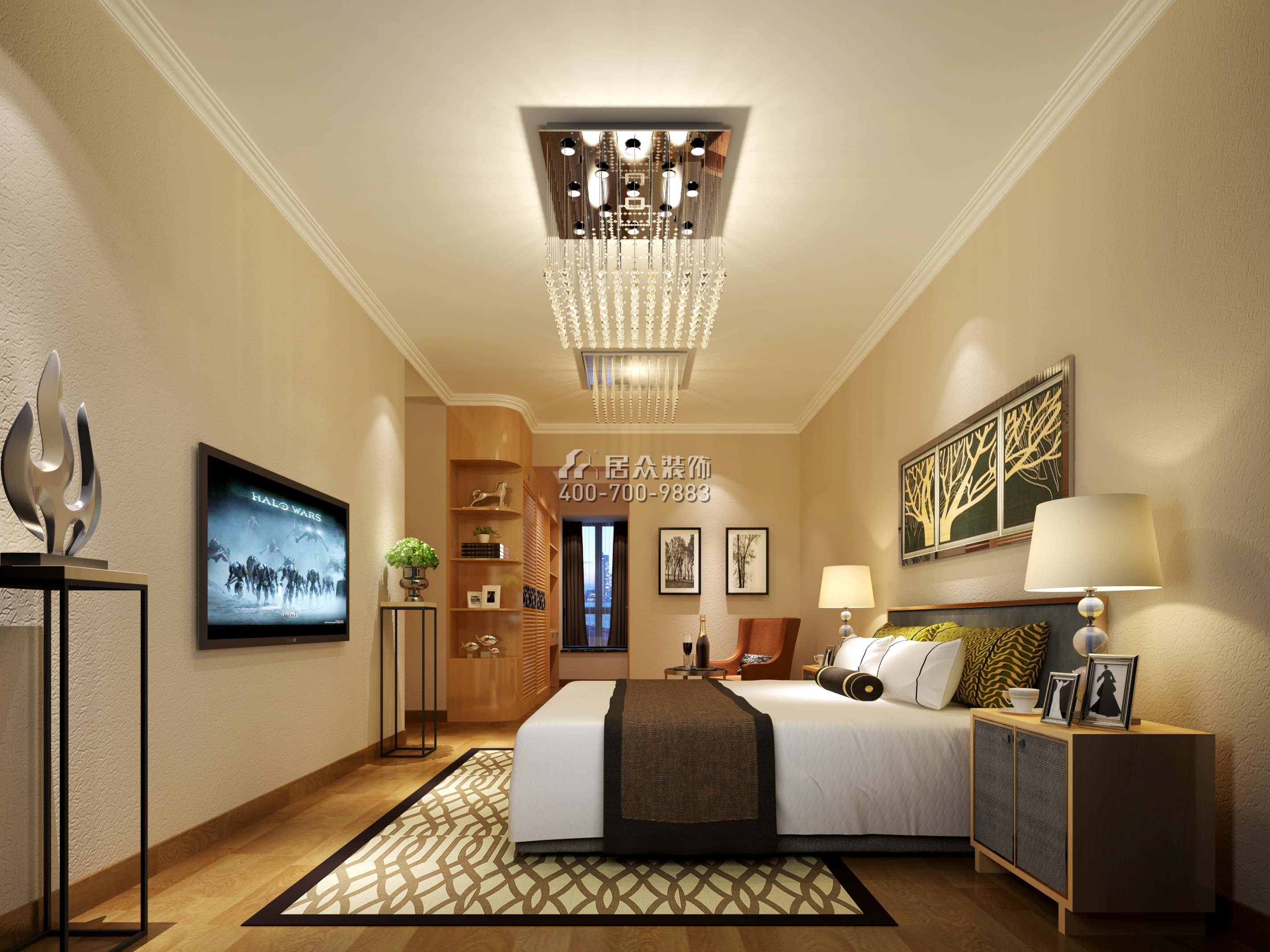 翠湖豪苑143平方米現代簡約風格平層戶型臥室裝修效果圖