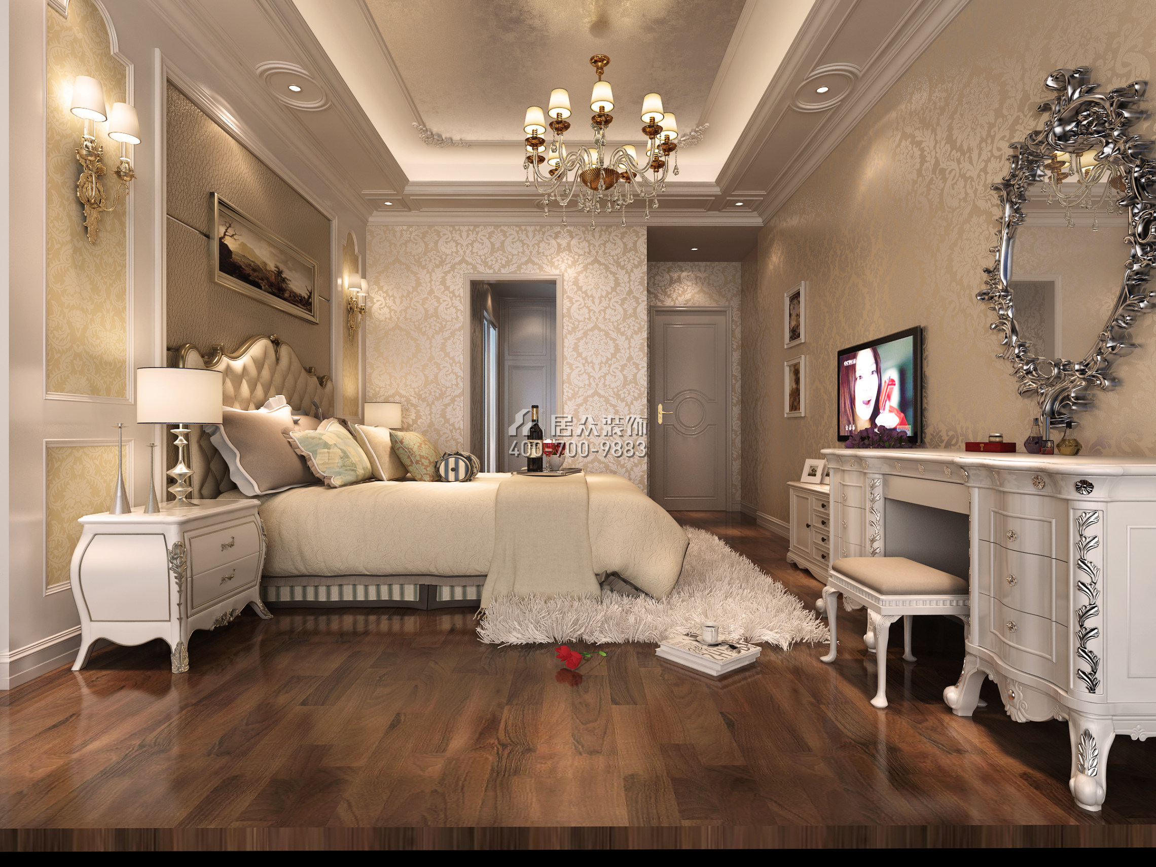 北滘雅居樂英倫首府206平方米歐式風格平層戶型臥室裝修效果圖