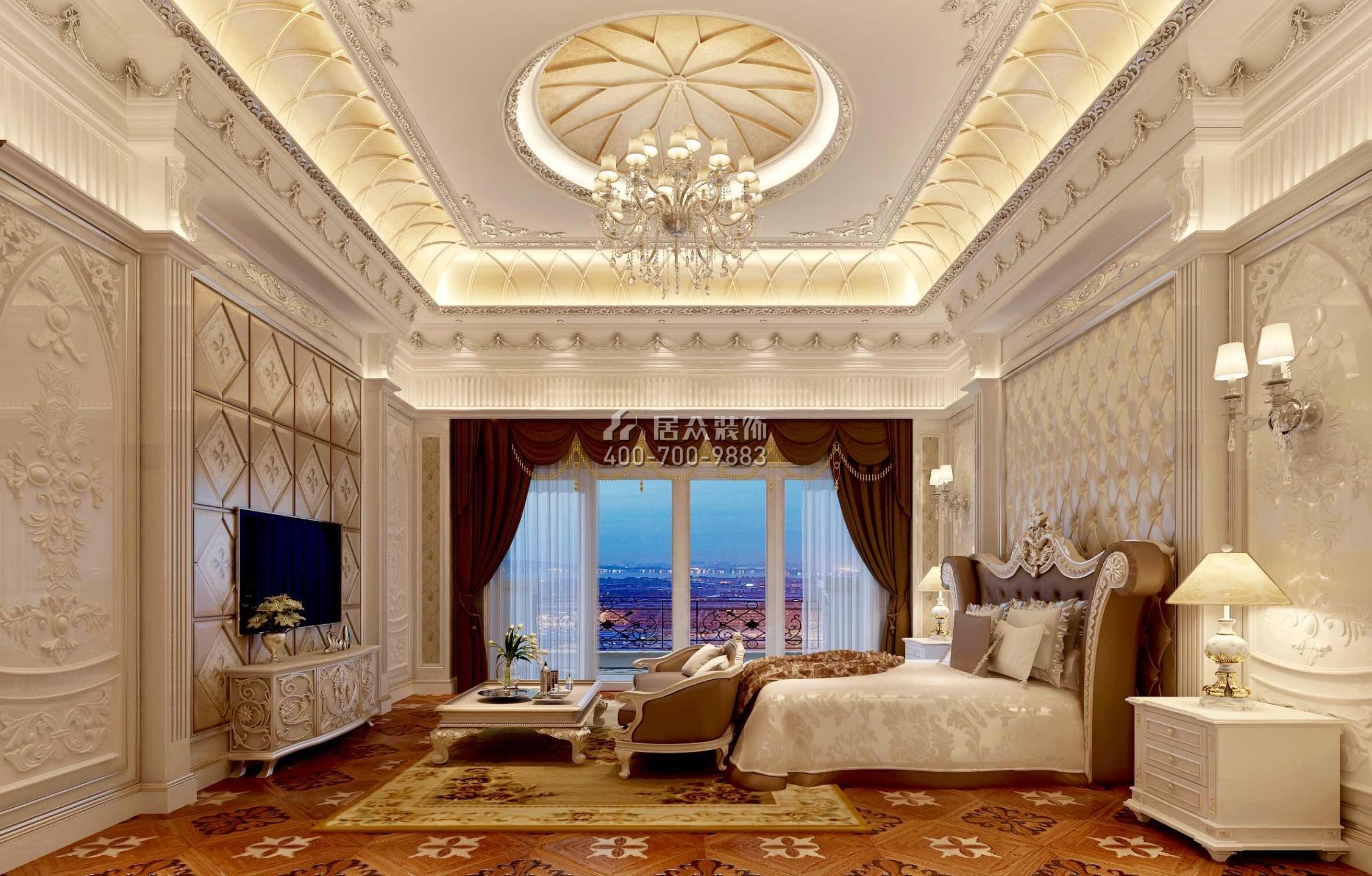 海逸豪庭800平方米欧式风格别墅户型卧室装修效果图