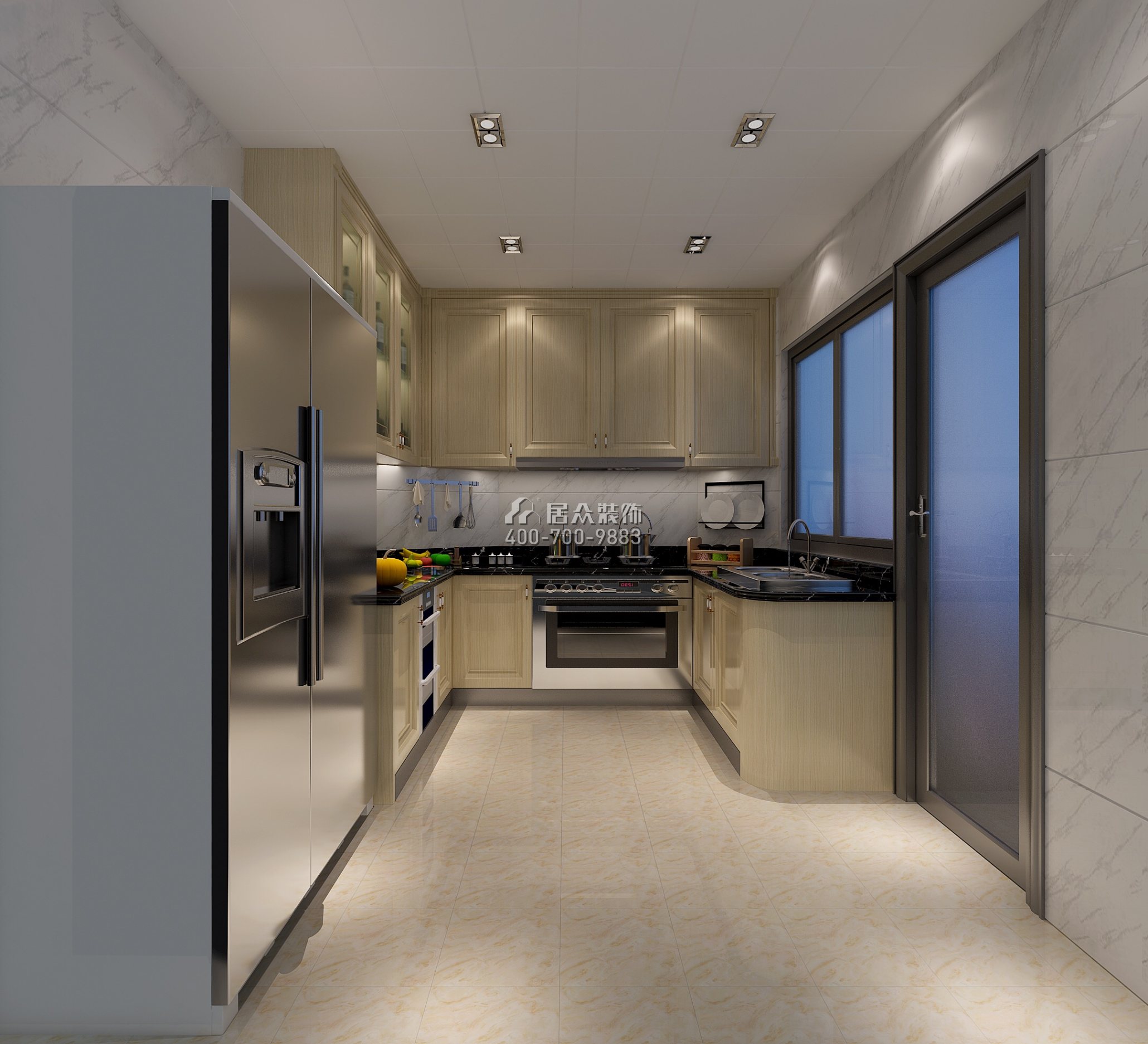 祈福天龙苑140平方米欧式风格平层户型厨房装修效果图