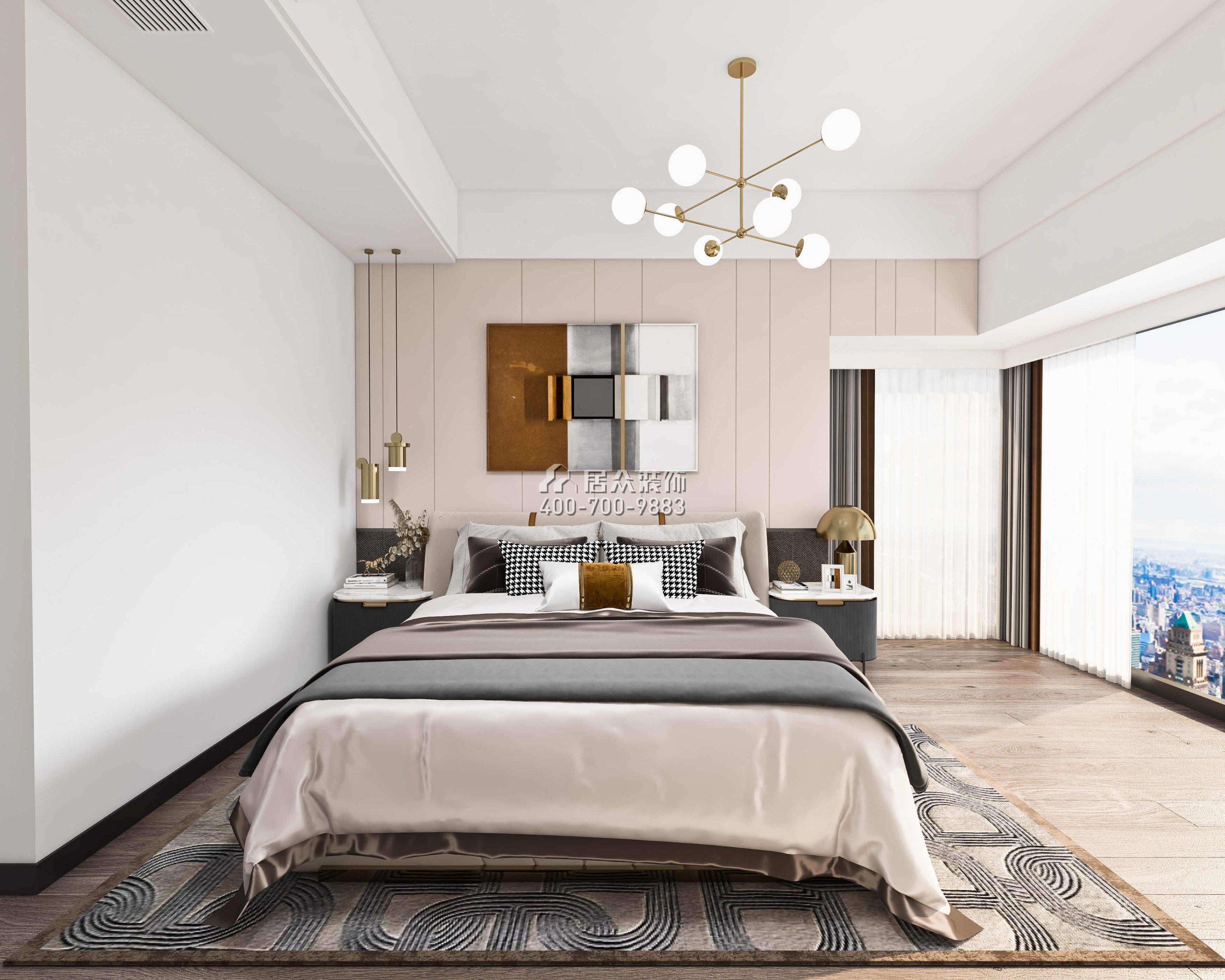 前海丹华园140平方米现代简约风格平层户型卧室装修效果图