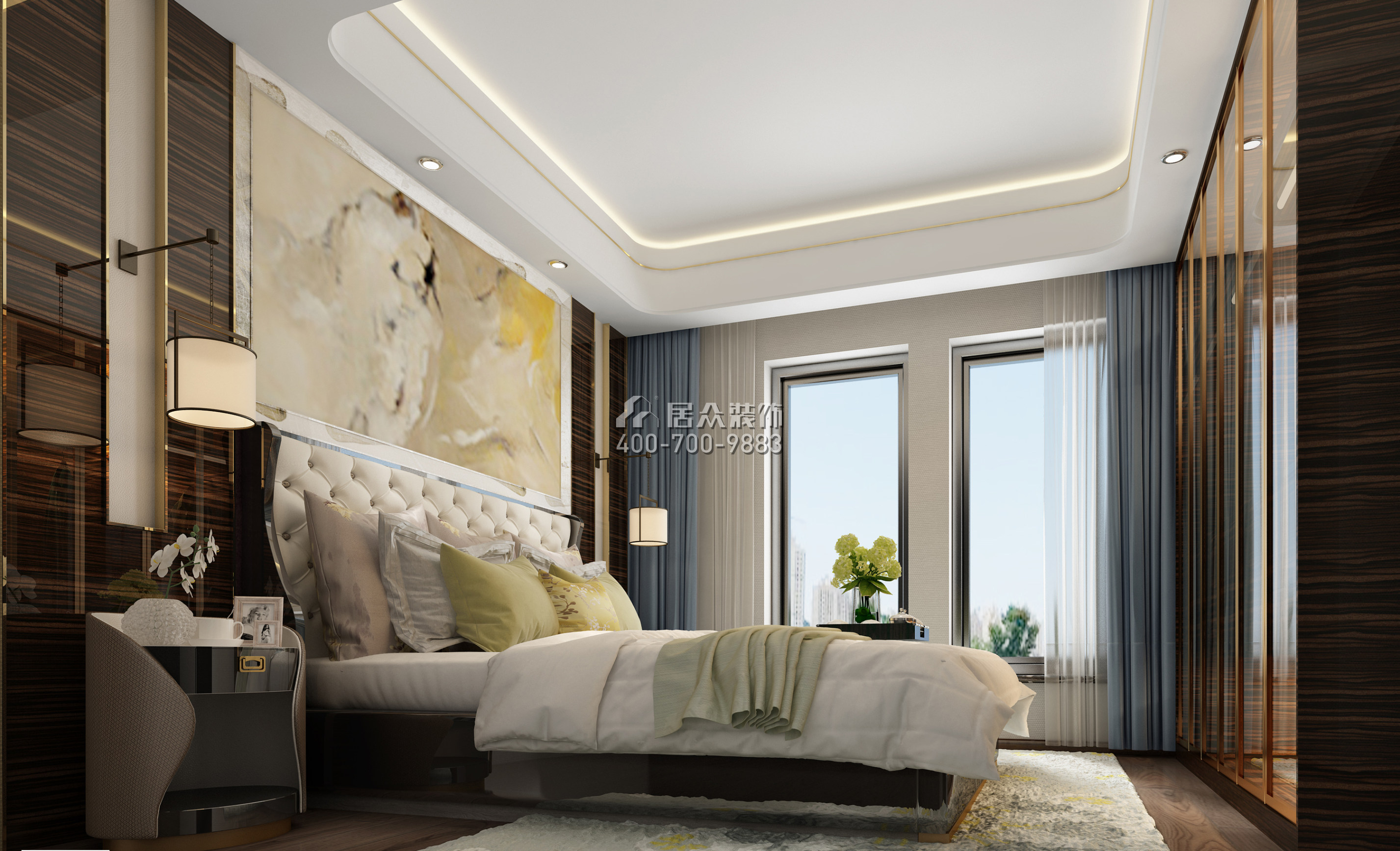 第六都170平方米新古典风格平层户型卧室装修效果图