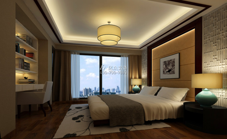纯水岸九期300平方米中式风格平层户型卧室装修效果图