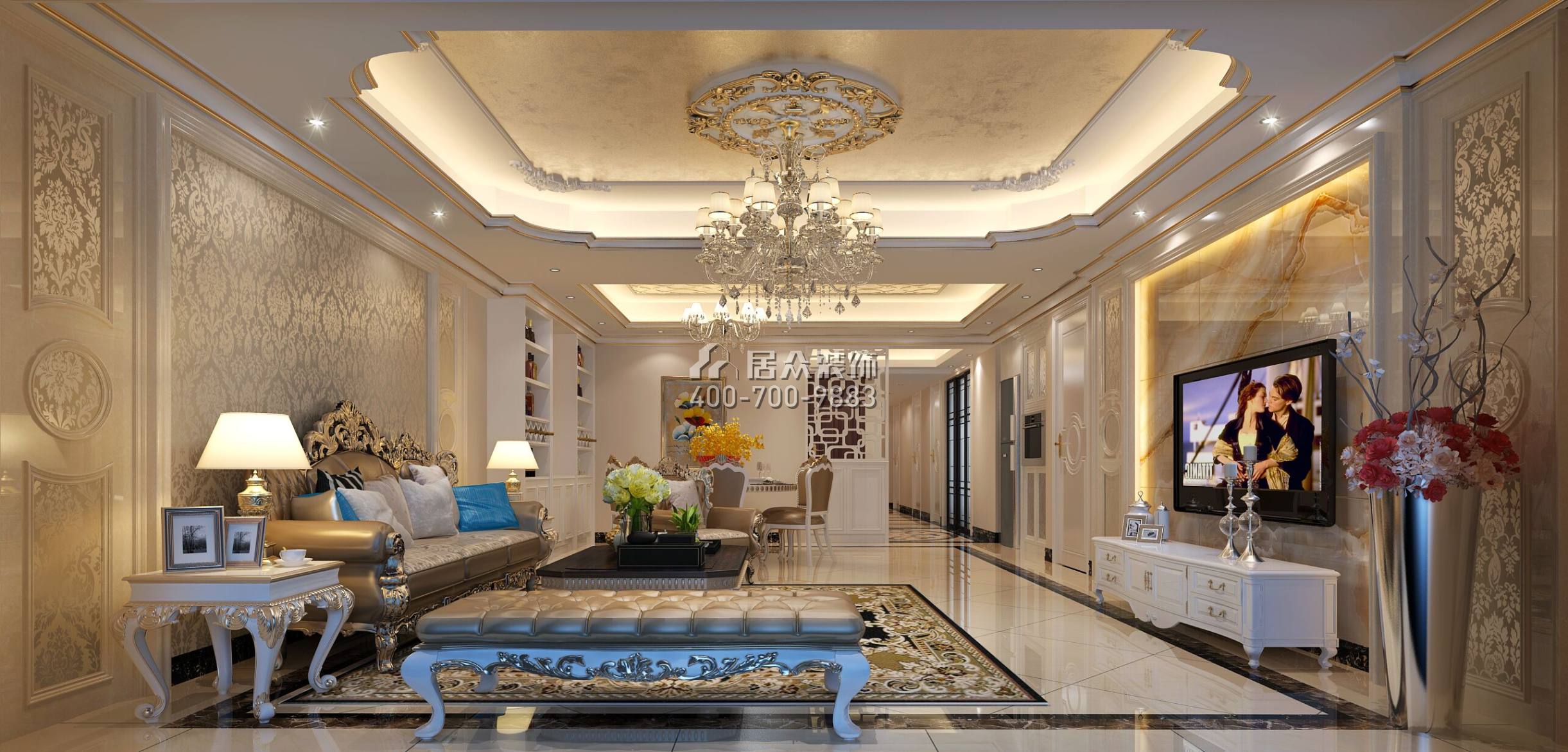 珊瑚天峰170平方米欧式风格平层户型客厅装修效果图