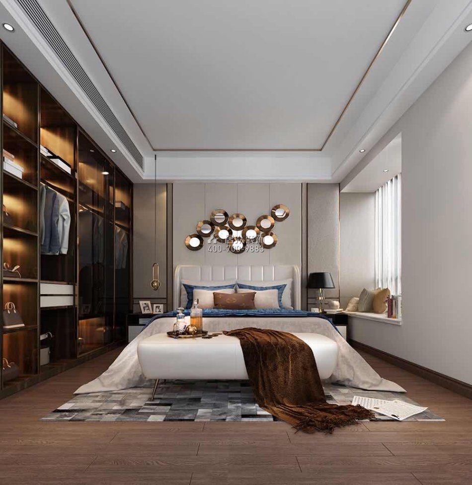 华发新城393平方米现代简约风格复式户型卧室装修效果图