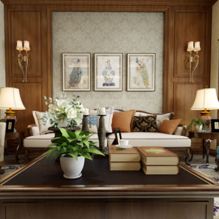 托斯卡納320平方米美式風格別墅戶型客廳裝修效果圖