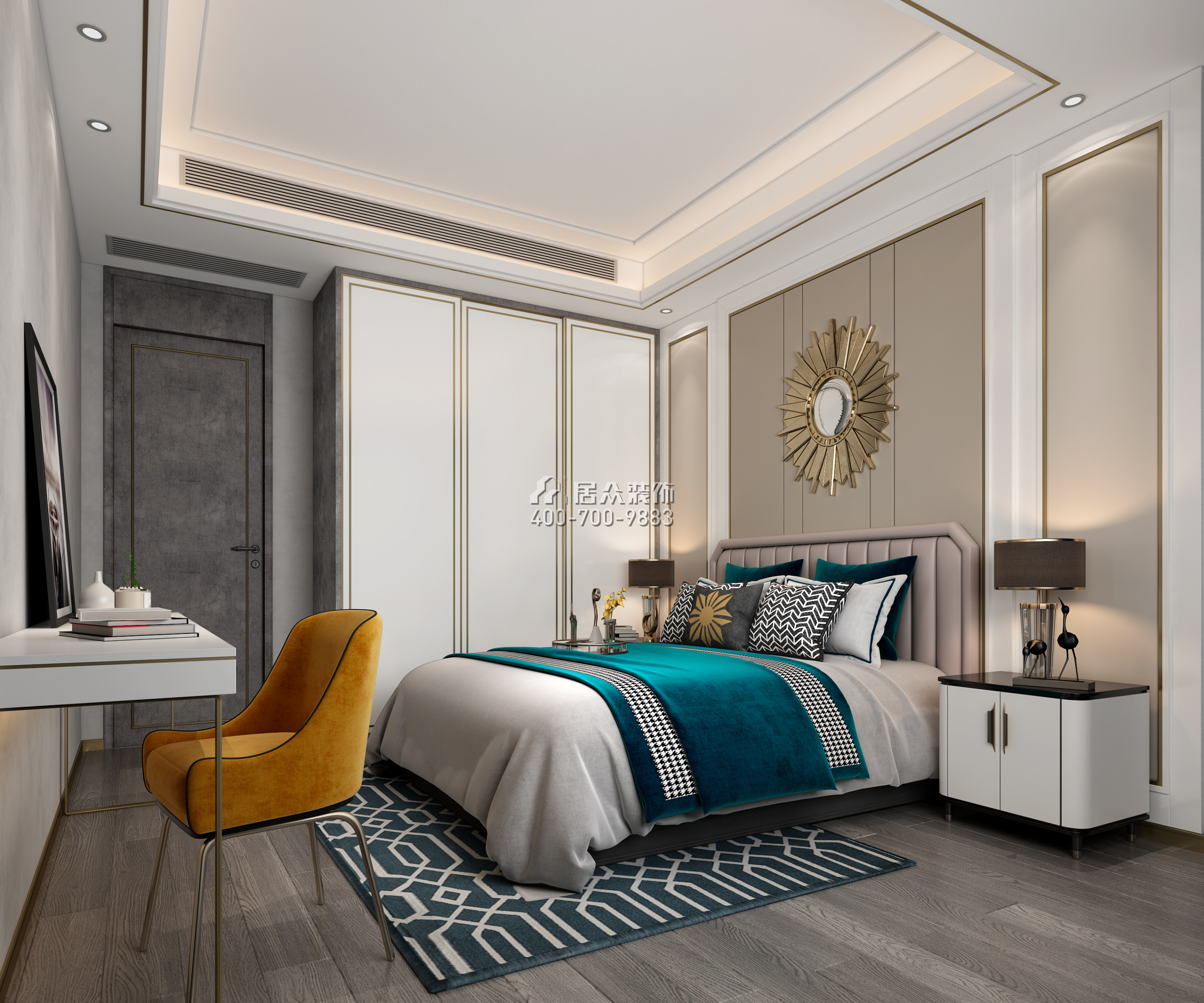 香山美墅五期145平方米现代简约风格平层户型卧室装修效果图