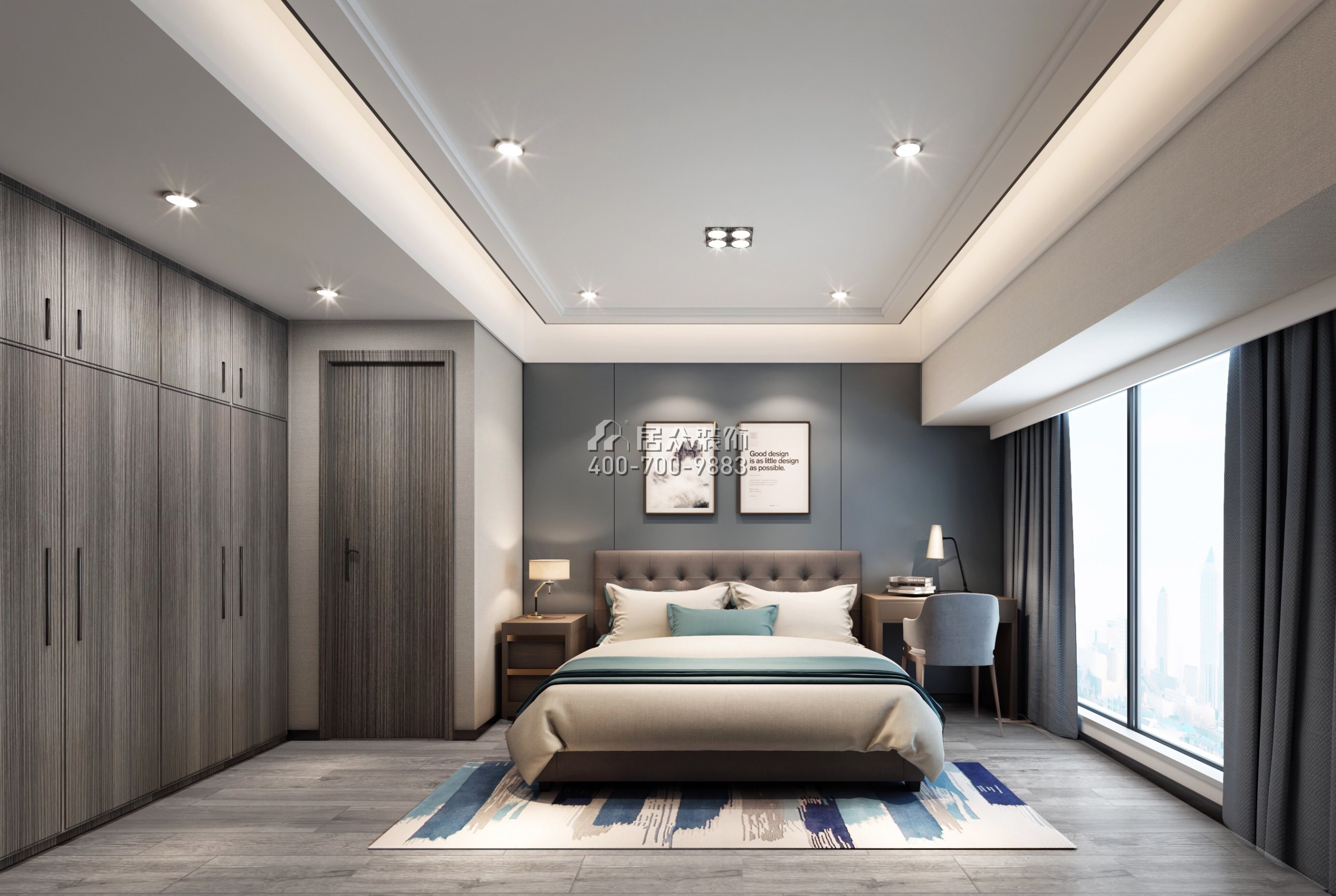 华润城一期85平方米现代简约风格平层户型卧室装修效果图