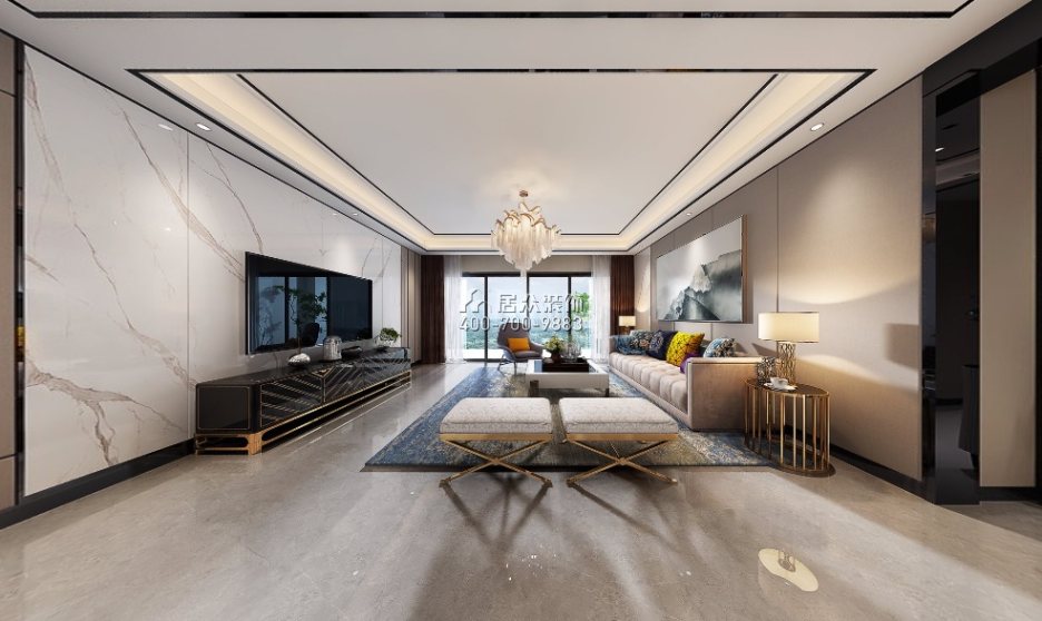 陽光粵海250平方米現代簡約風格平層戶型客廳裝修效果圖