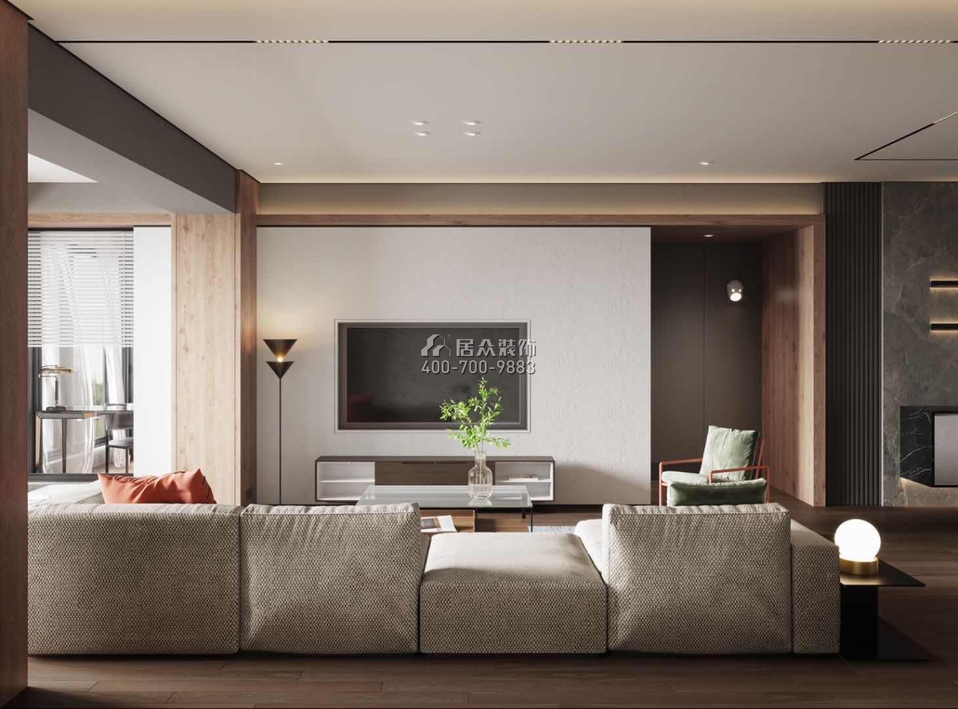 中建江山壹號197平方米現代簡約風格平層戶型客廳裝修效果圖