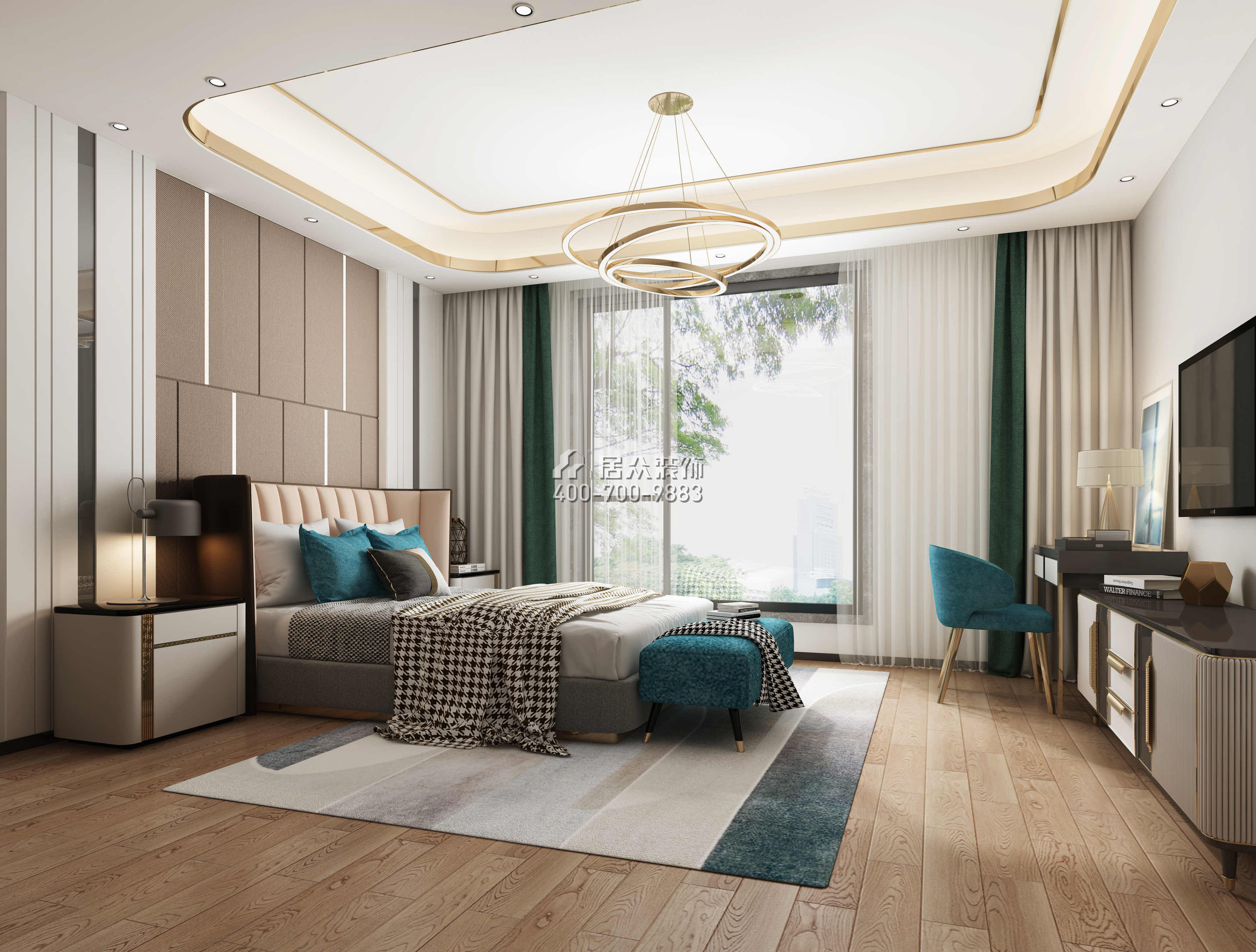 翡翠山湖一期180平方米现代简约风格平层户型卧室装修效果图