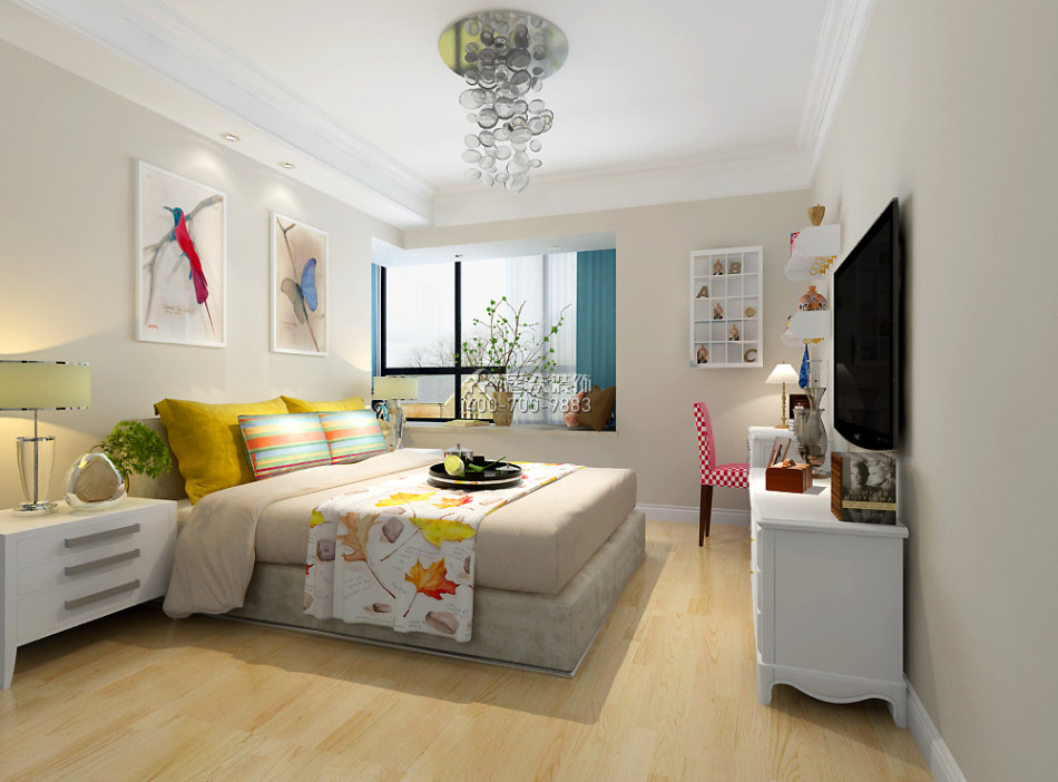 万象新园163平方米美式风格平层户型卧室装修效果图