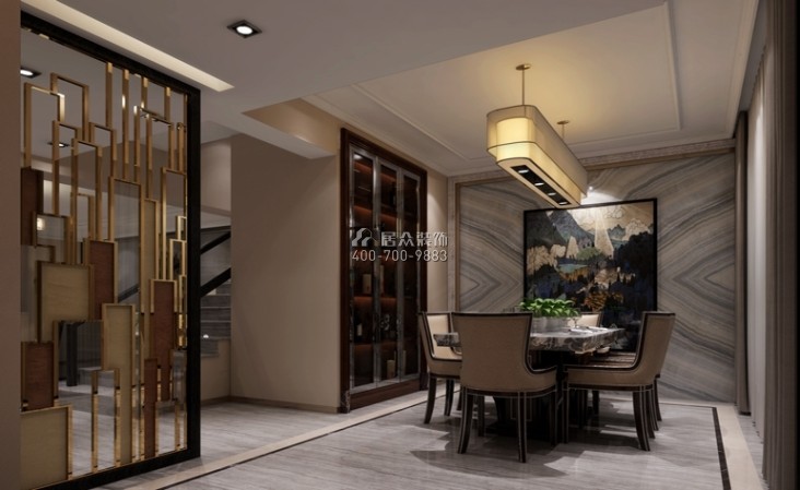 珠江罗马新都135平方米现代简约风格复式户型餐厅装修效果图
