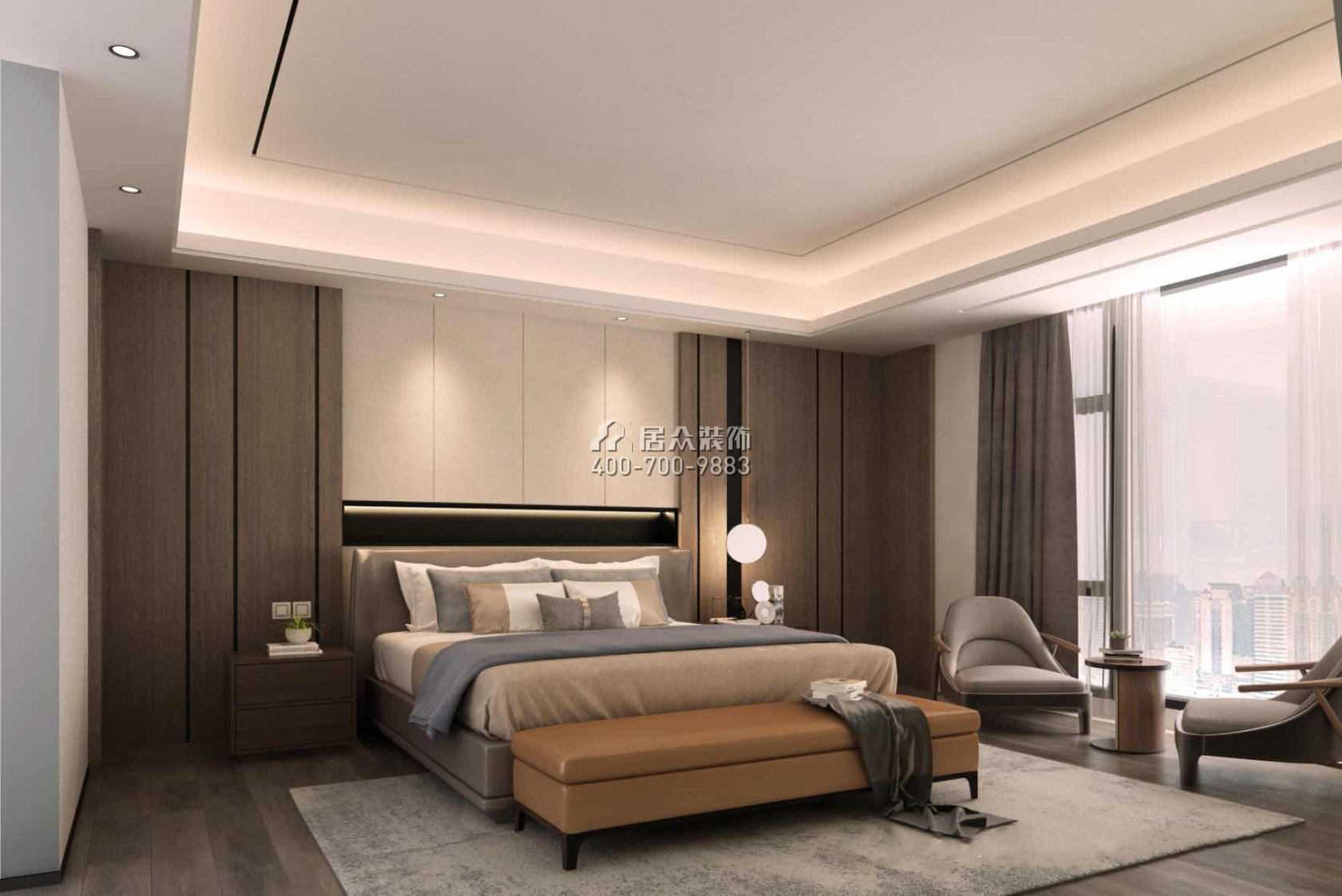 香山美墅五期171平方米中式风格平层户型卧室装修效果图