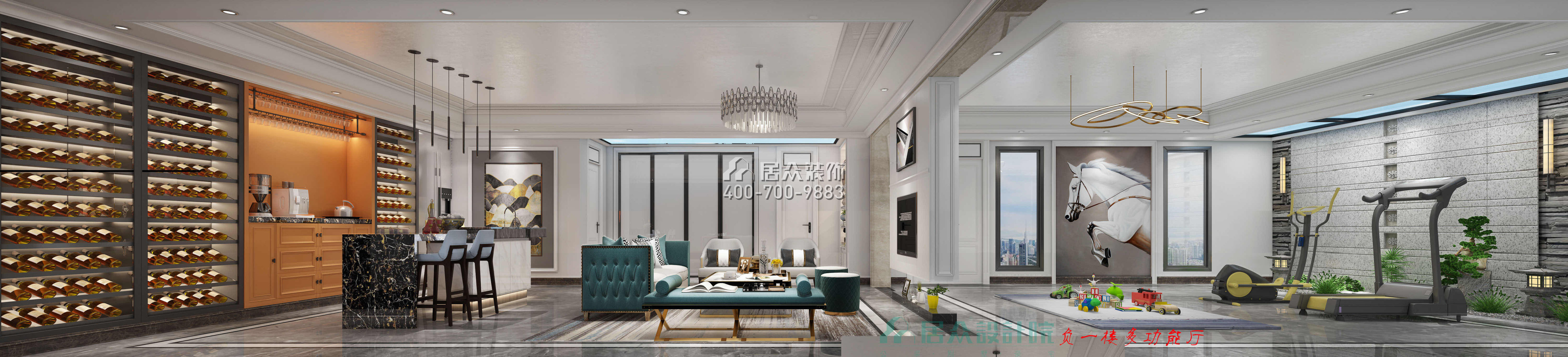 紫檀山700平方米現代簡約風格別墅戶型客廳裝修效果圖