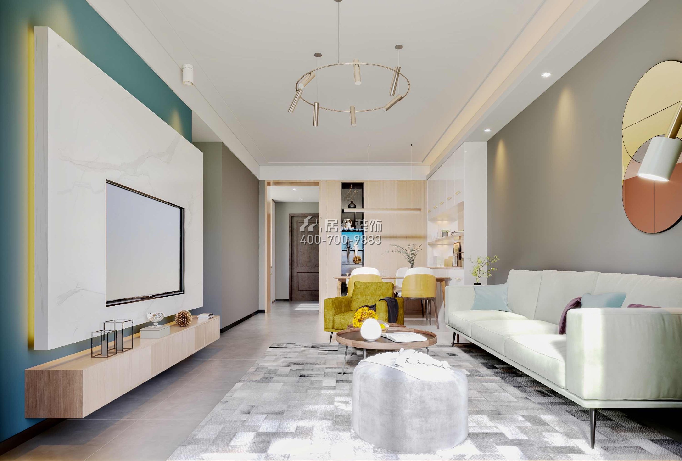 華發國際海岸攬澳郡95平方米現代簡約風格平層戶型客廳裝修效果圖