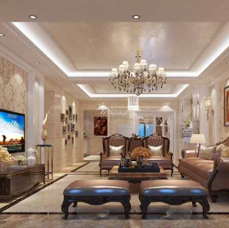 维港半岛136平方米欧式风格平层户型客厅装修效果图