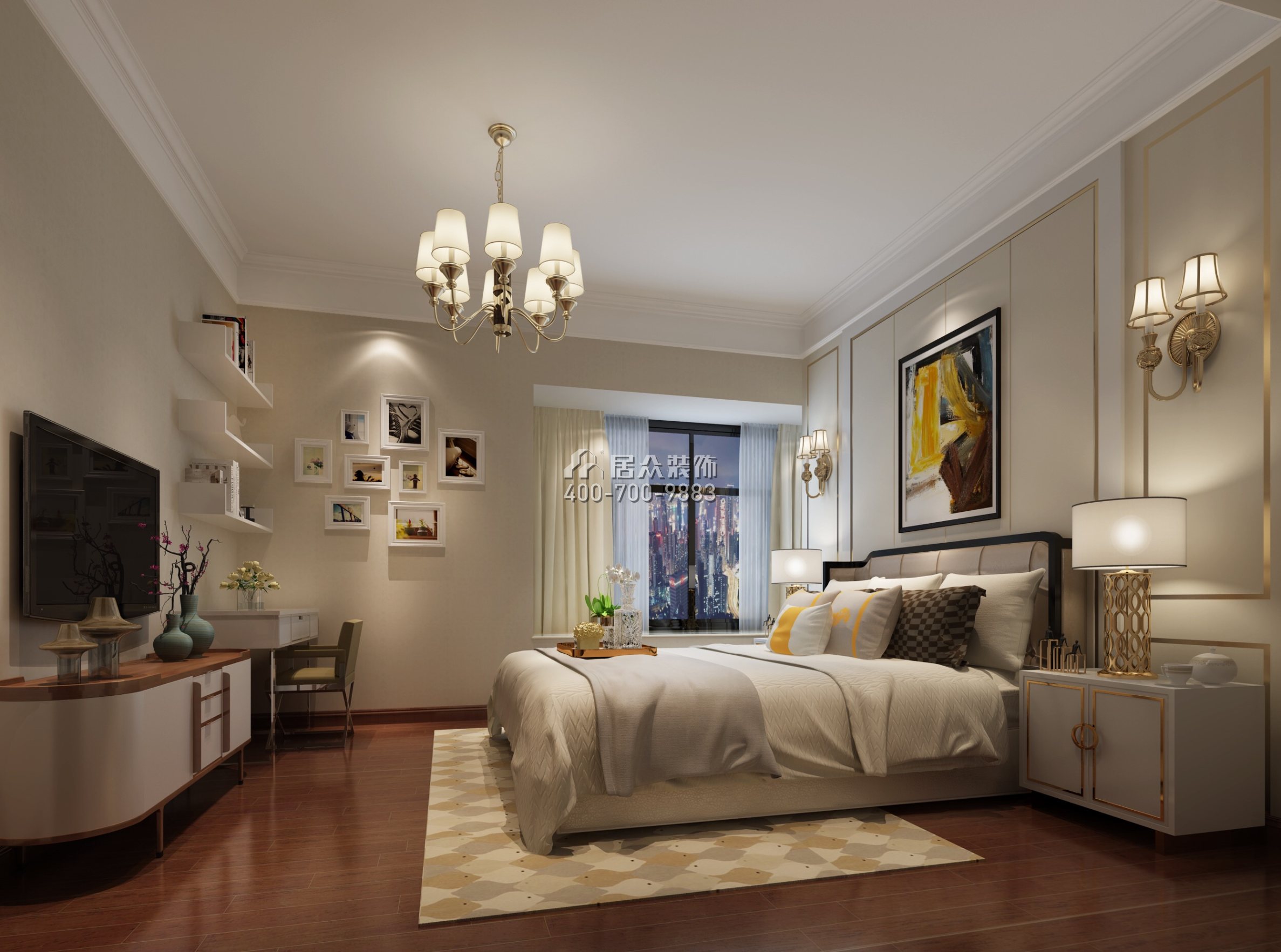 保利东湾东御173平方米现代简约风格平层户型卧室装修效果图