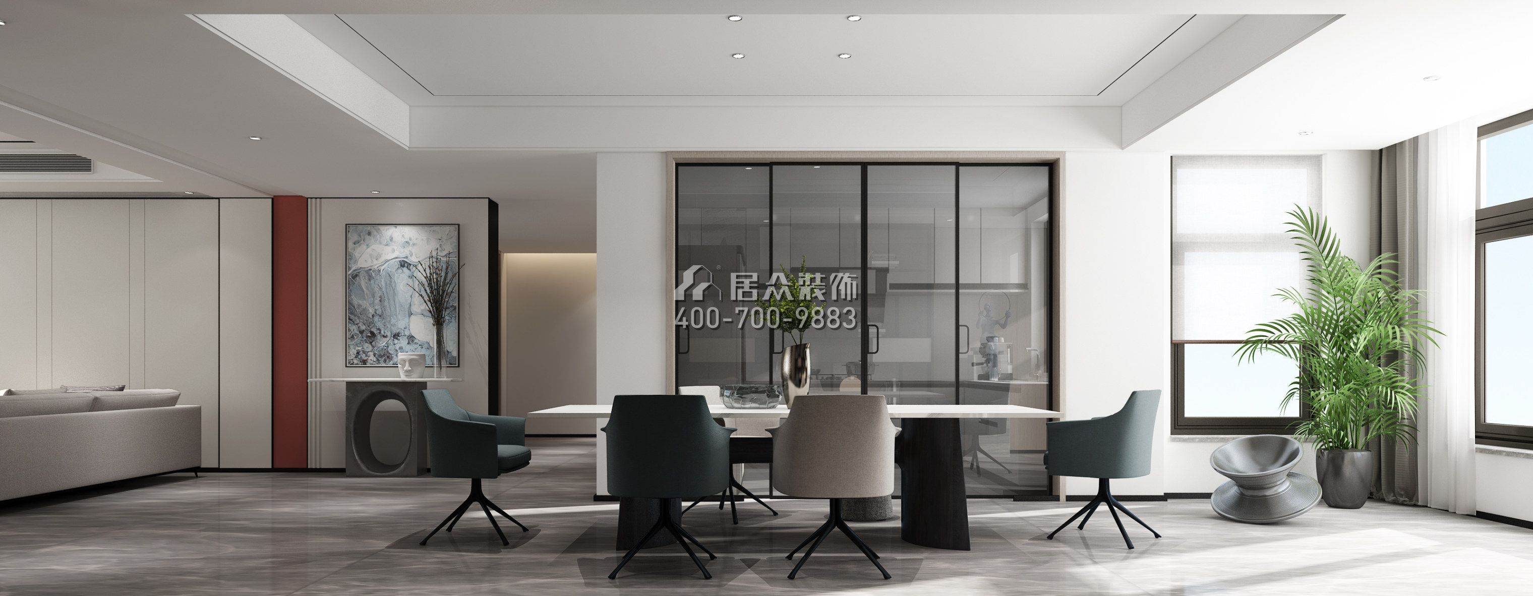 鑫远紫樾香山300平方米现代简约风格平层户型装修效果图
