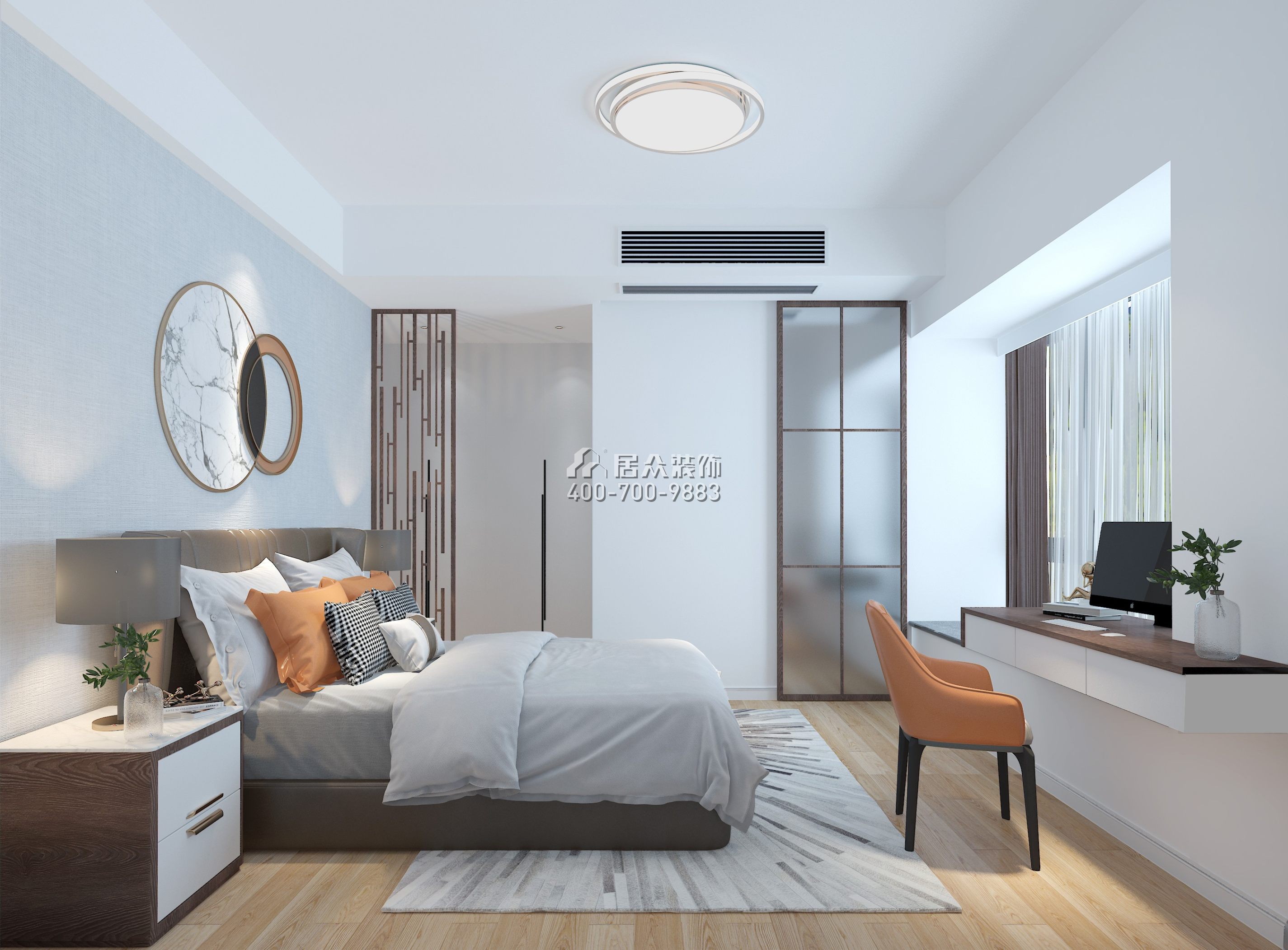 京基·御景峯121平方米现代简约风格平层户型卧室装修效果图