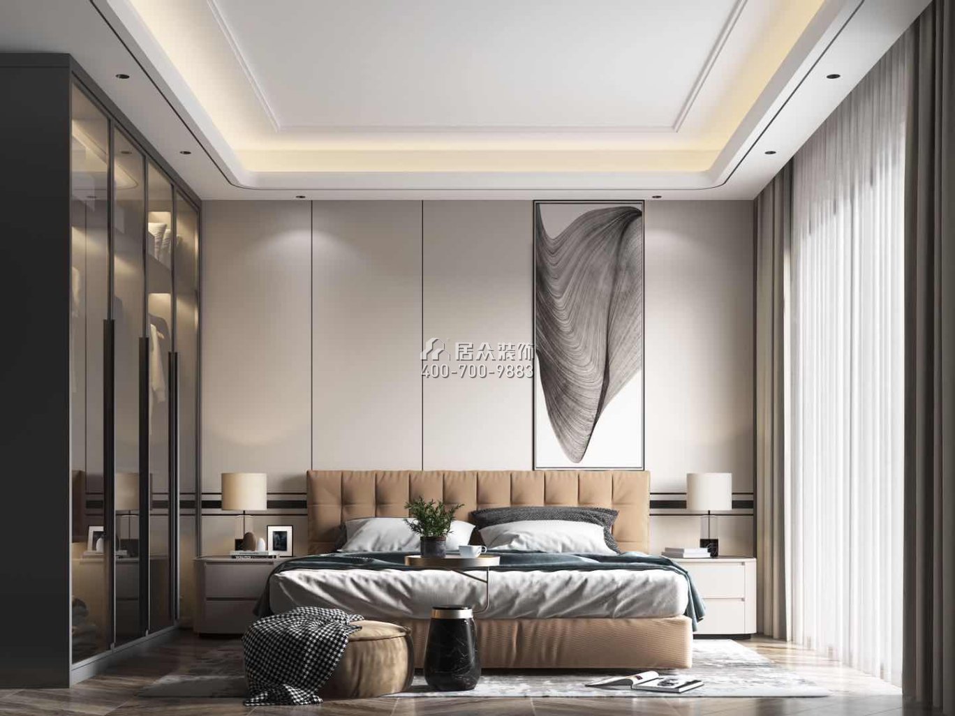 海逸豪庭267平方米现代简约风格别墅户型卧室装修效果图