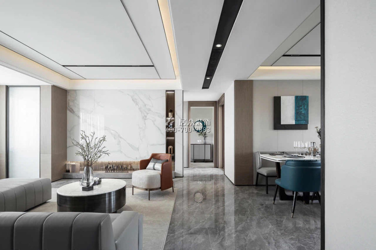银湖蓝山120平方米现代简约风格平层户型客厅装修效果图
