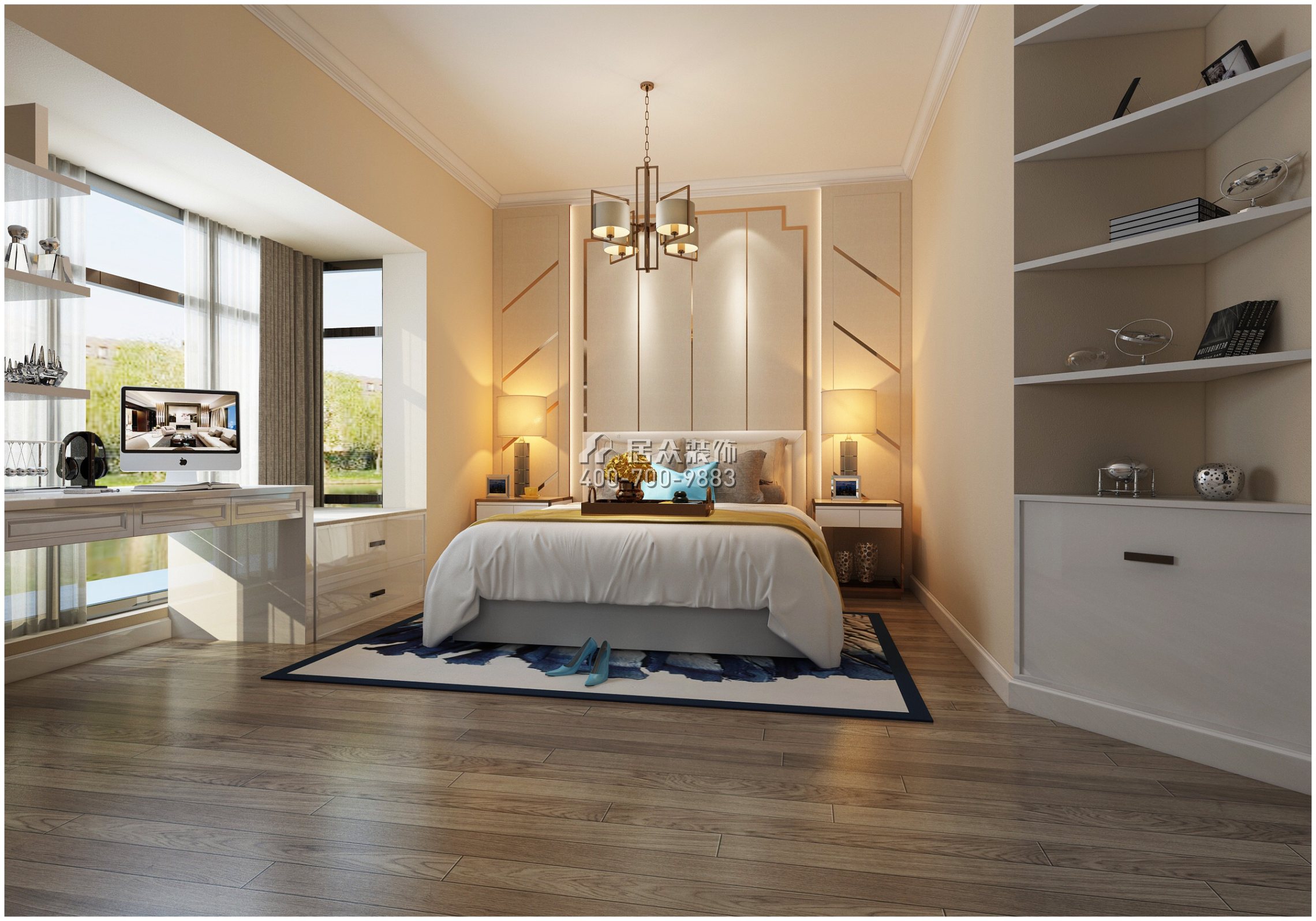 星耀广场120平方米现代简约风格平层户型卧室装修效果图