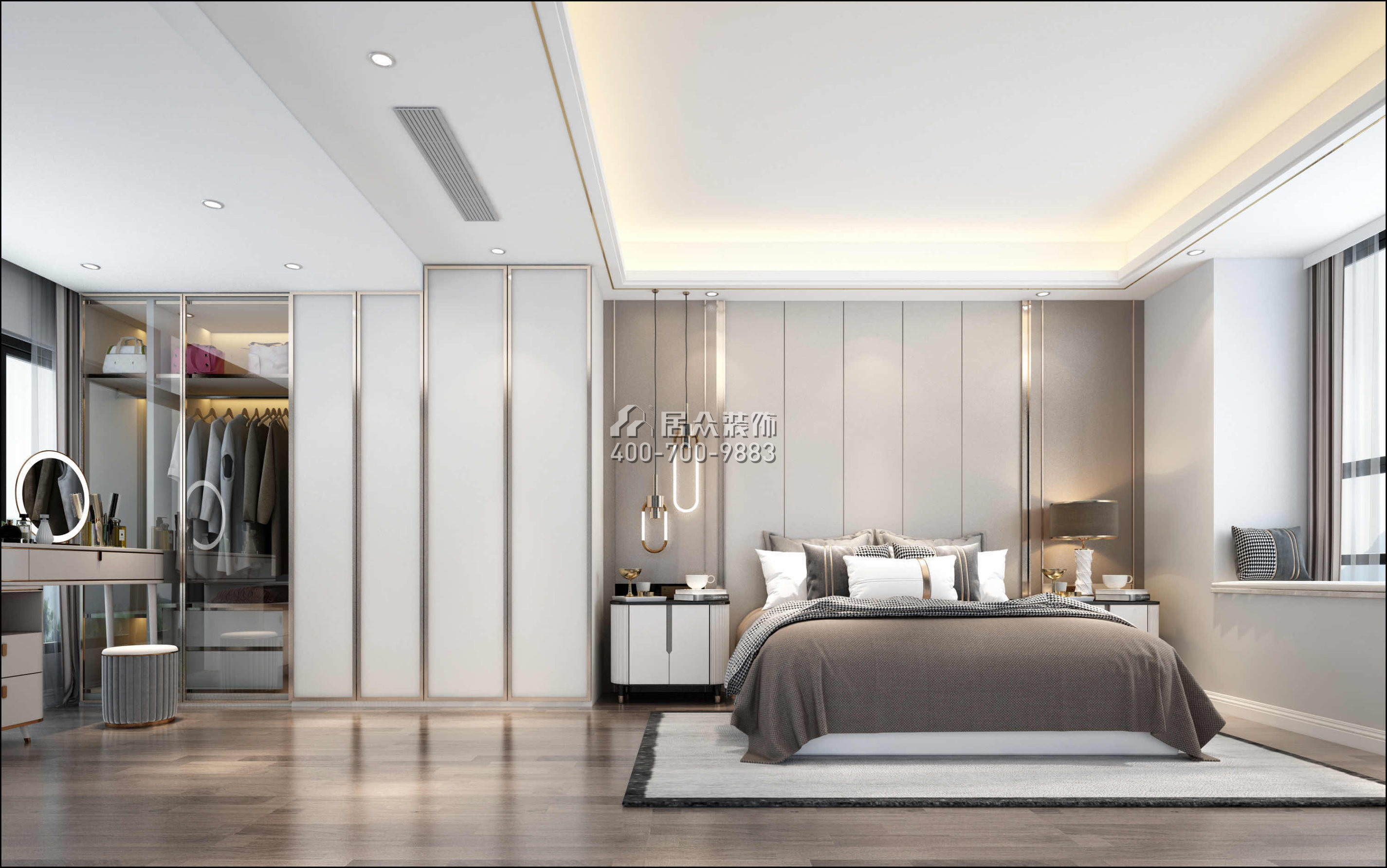 百花公寓二期135平方米现代简约风格平层户型卧室装修效果图