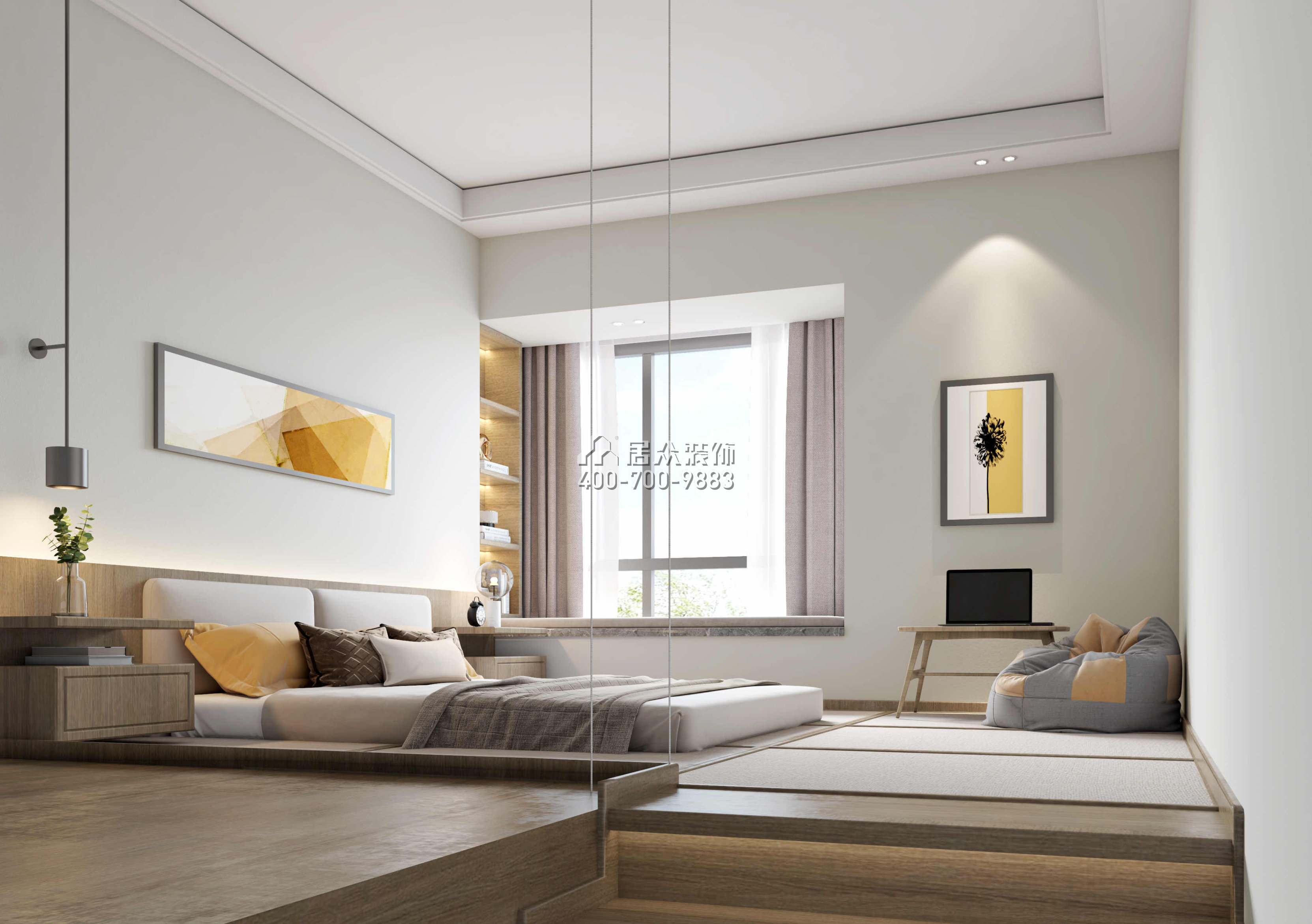 新世紀頤龍灣120平方米現代簡約風格平層戶型臥室裝修效果圖