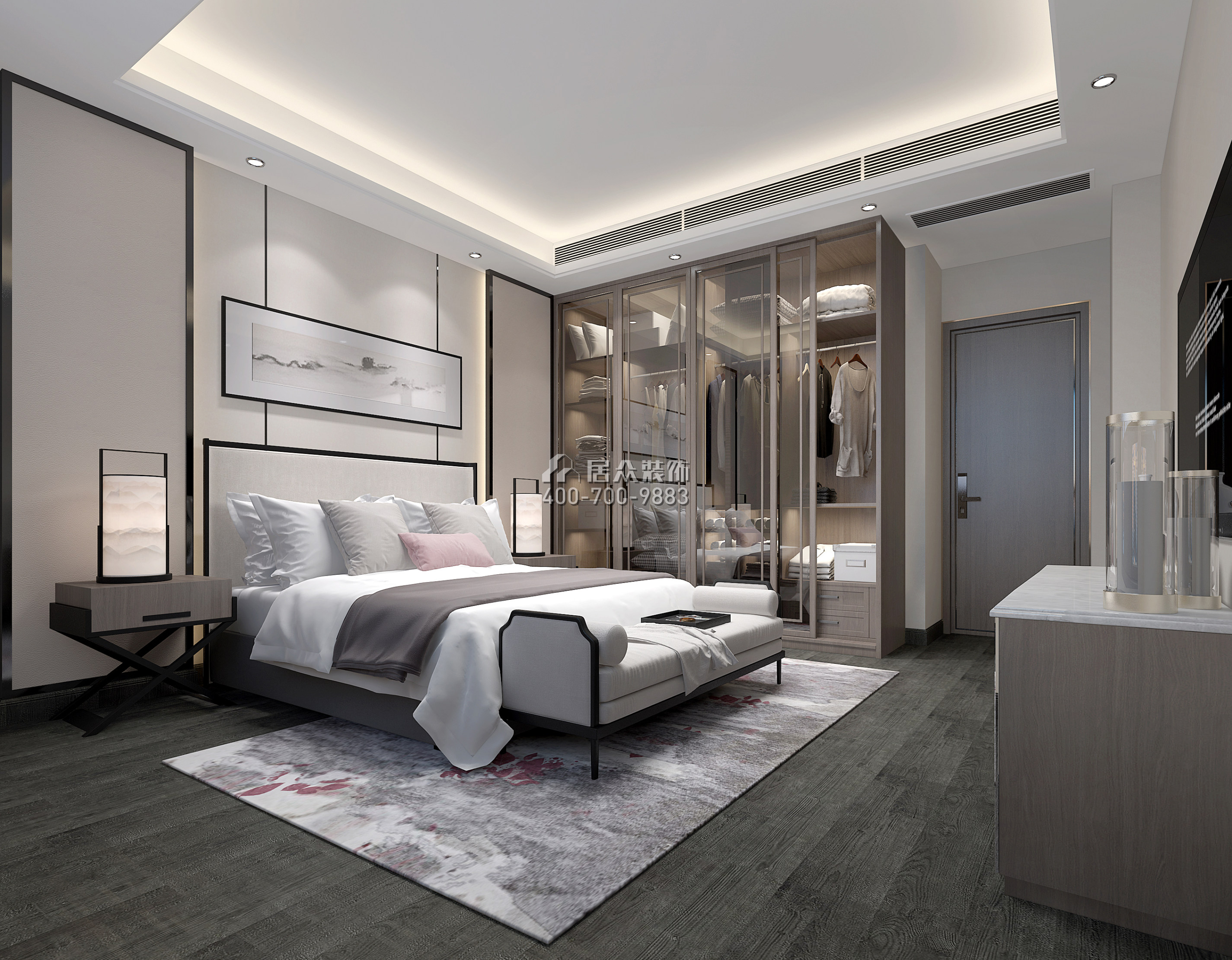 星河丹堤242平方米现代简约风格复式户型卧室kok电竞平台效果图