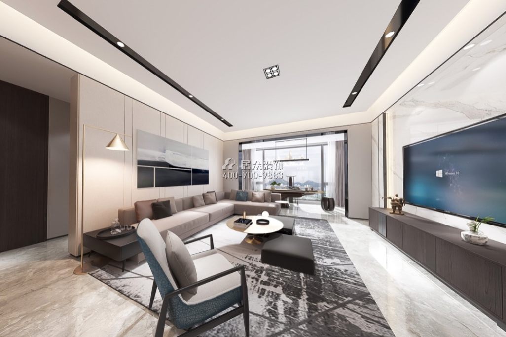 前海港灣143平方米現代簡約風格平層戶型客廳裝修效果圖