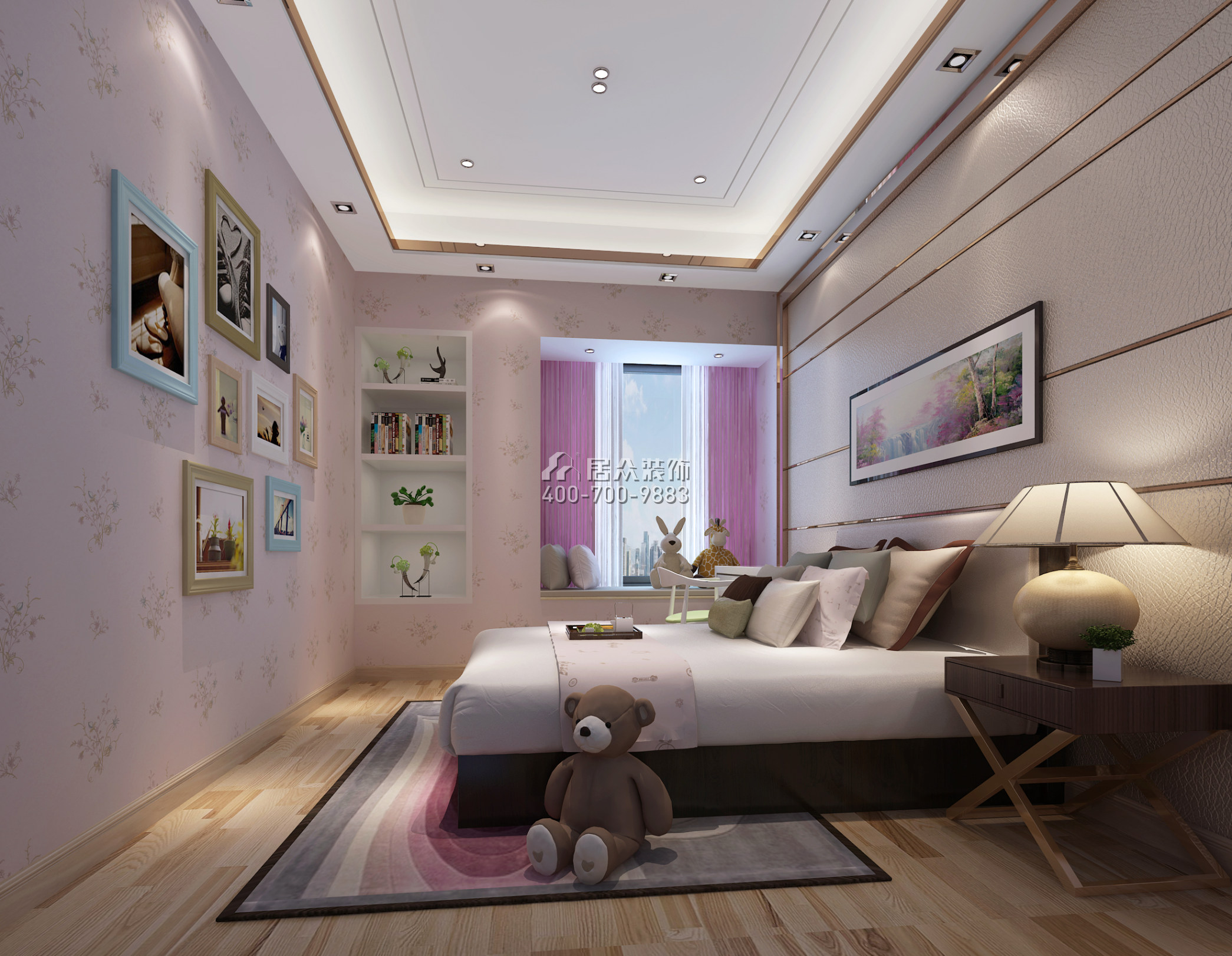 華僑城天鵝湖270平方米中式風格平層戶型臥室裝修效果圖